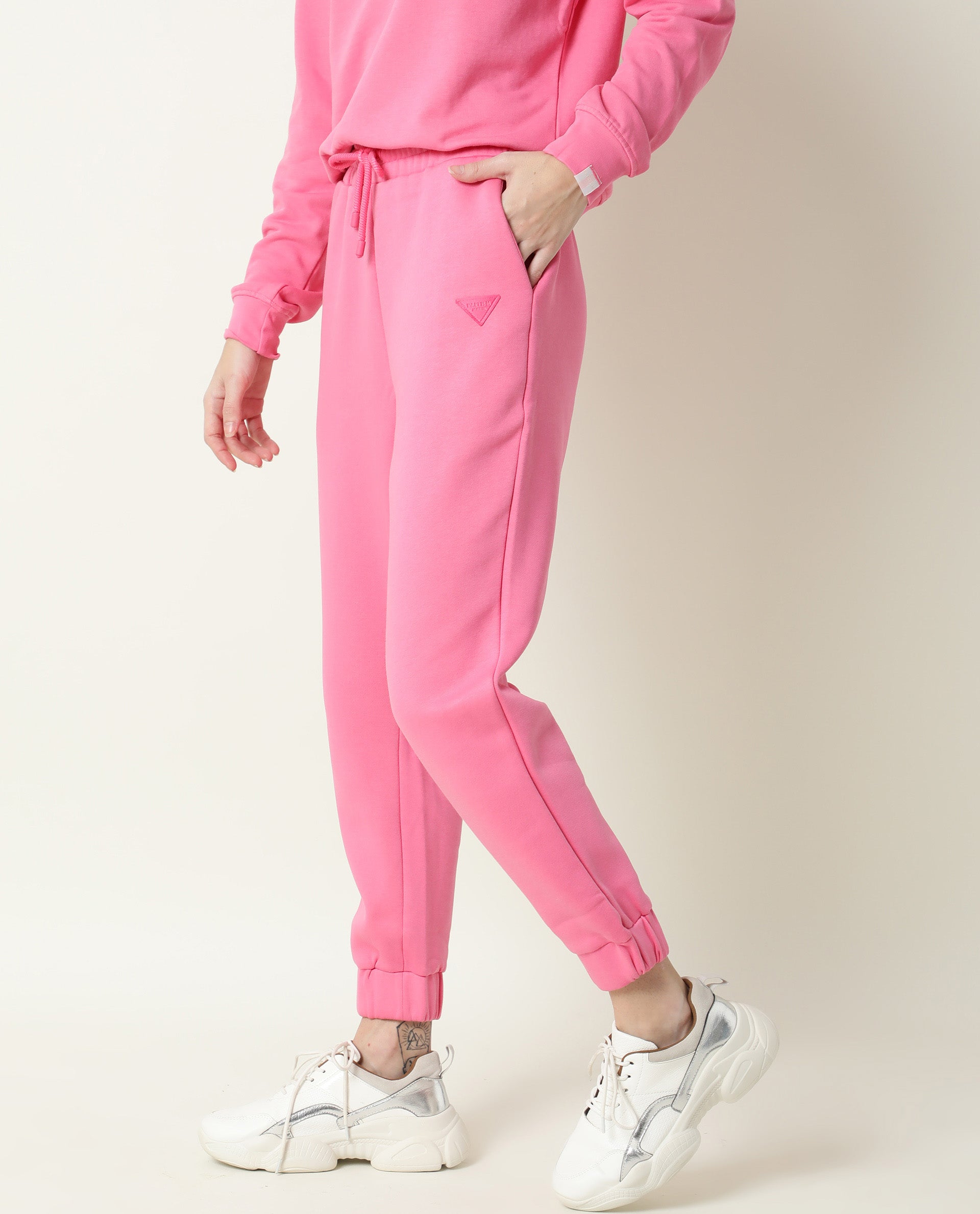 Rareism Women's Neo-1 Pink Polyester Blend Plain Ankle Length Tailored Track Pant