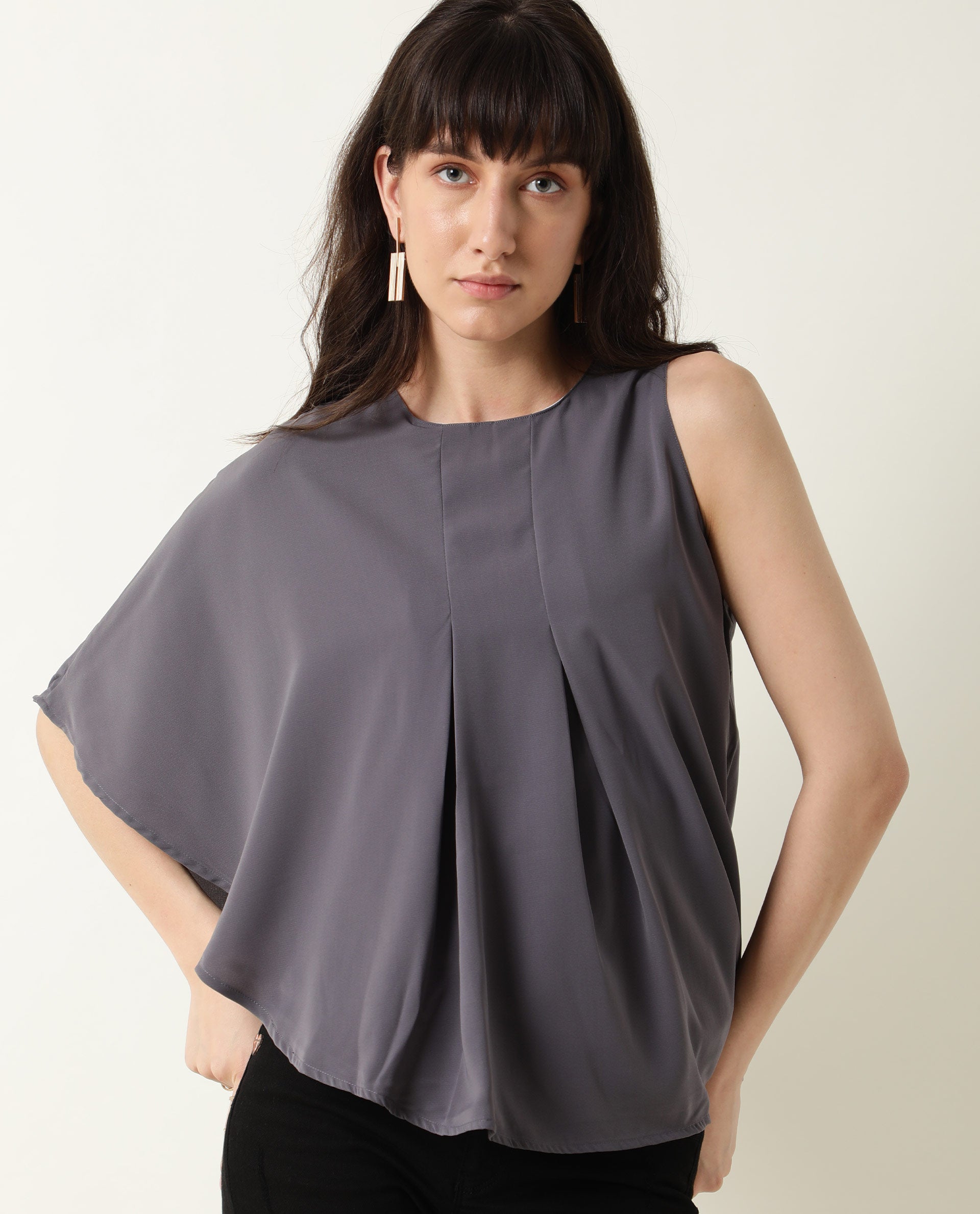 Rareism Women's Hudy Grey Top