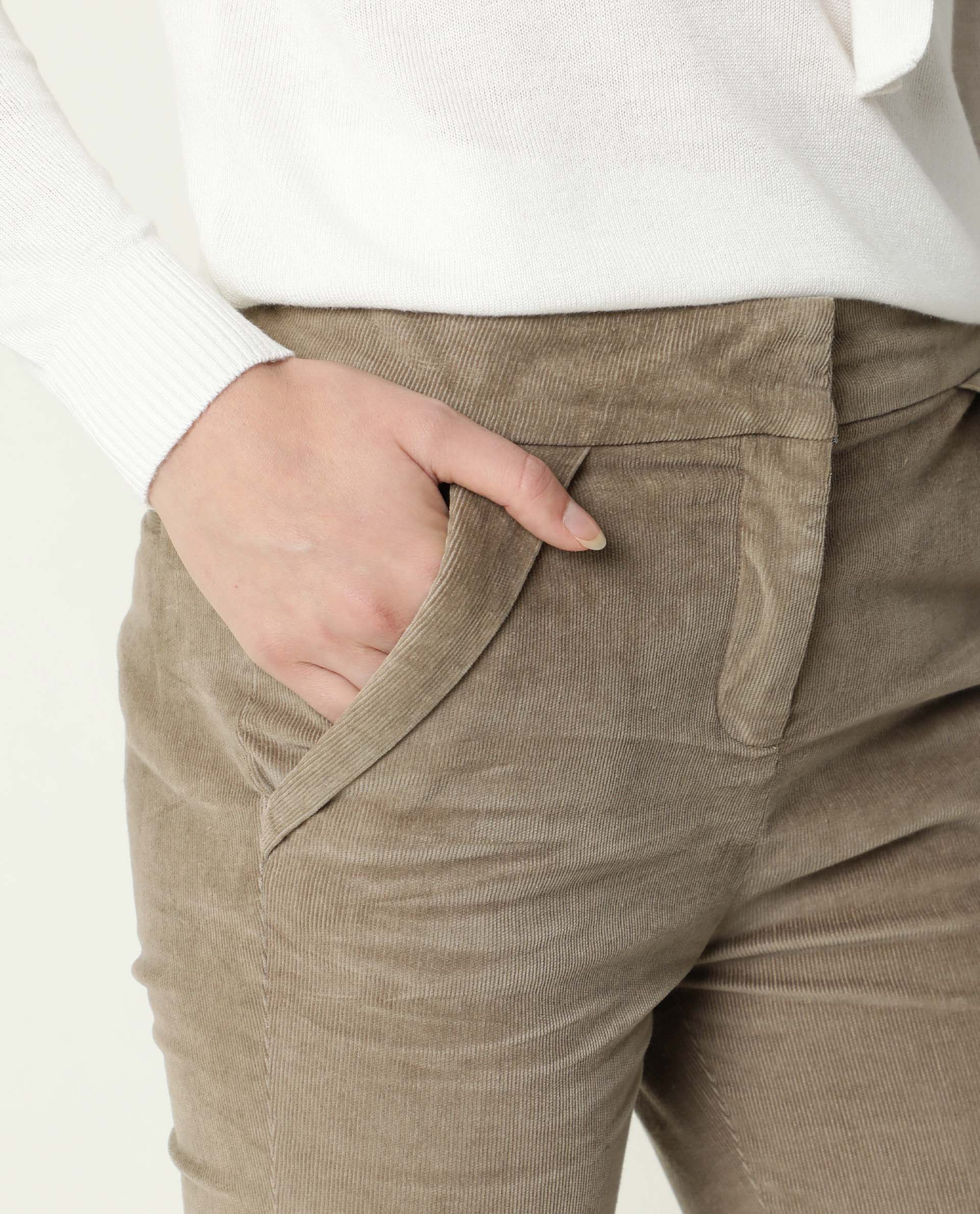 Rareism Women Cord Beige Trousers Solid