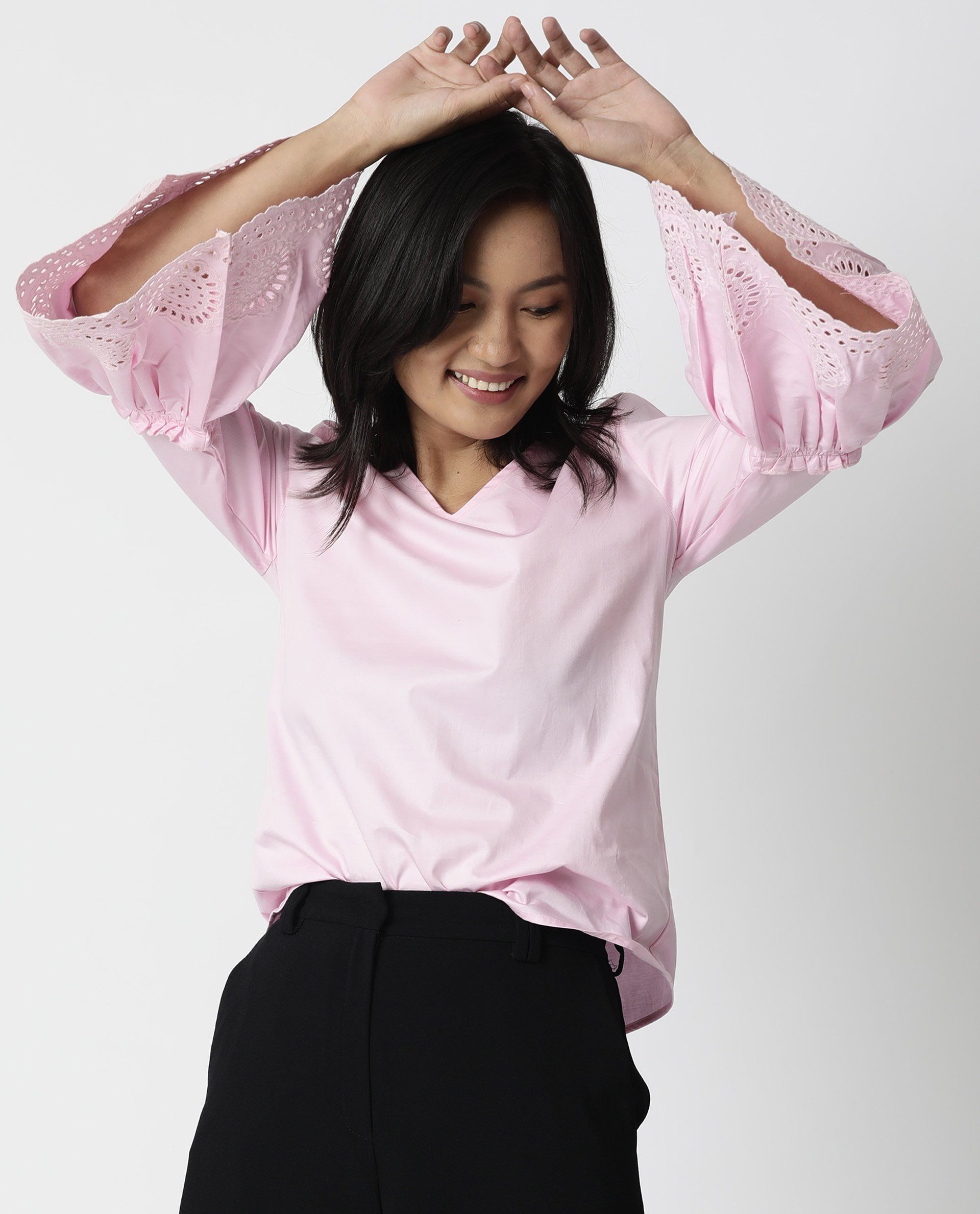 Rareism Women Lord Pink Top Full Sleeves Solid