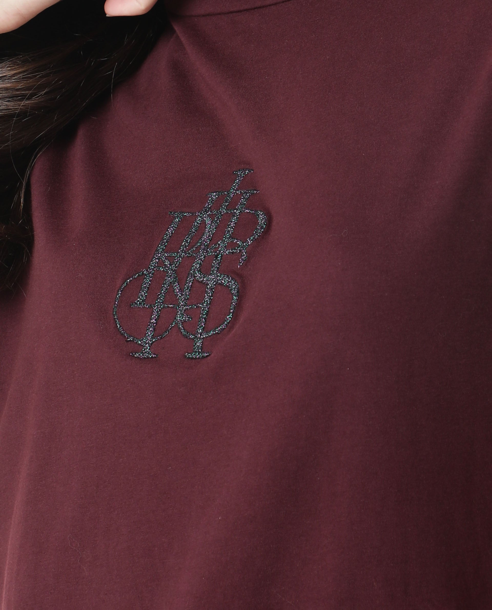 Rareism Women Zolten Maroon Cotton Fabric Regular Fit Half Sleeves Solid Crew Neck T-Shirt