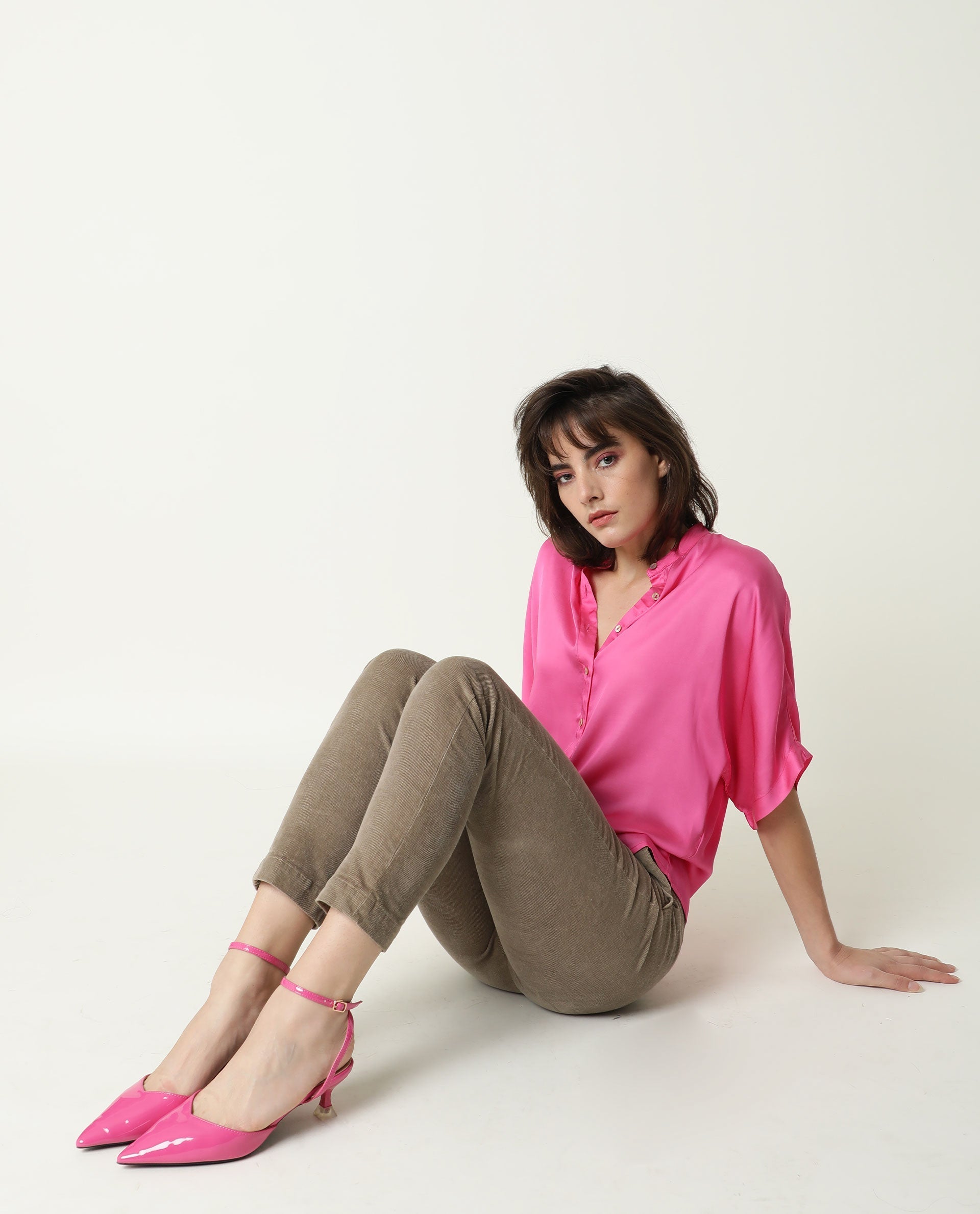 Rareism Women Cord Beige Trousers Solid