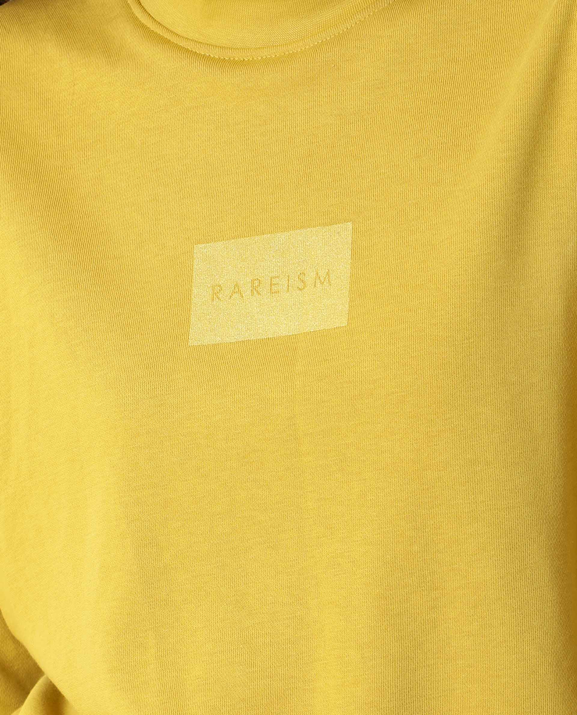 Rareism Women's Hectare Yellow Cotton Blend High Neck Plain Relaxed Fit Sweatshirt