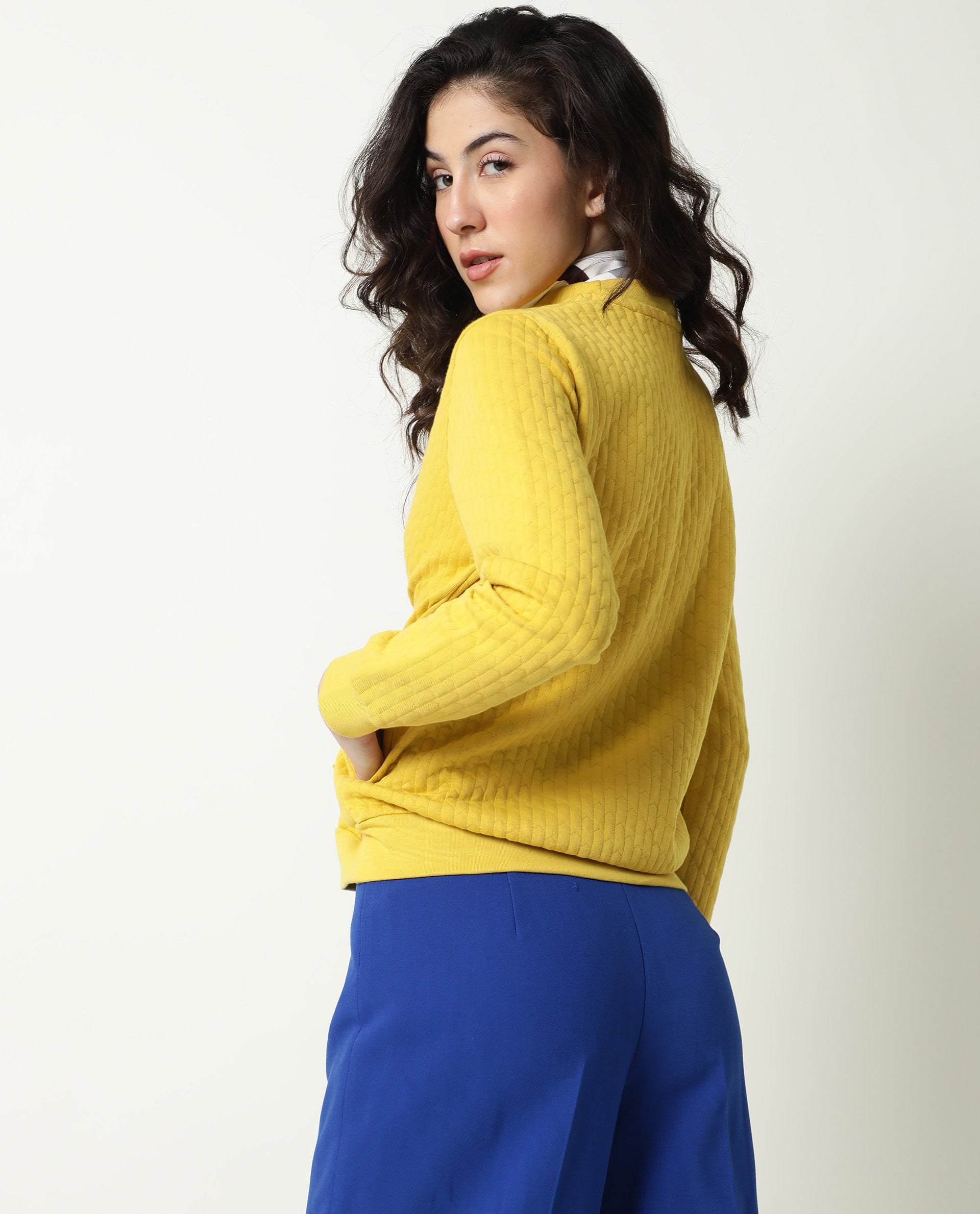Rareism Women Sid Yellow Sweatshirt Solid