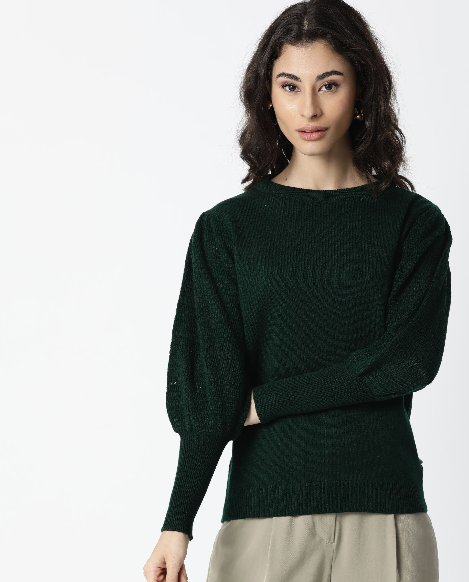 Rareism Women Marina Green Top Full Sleeves