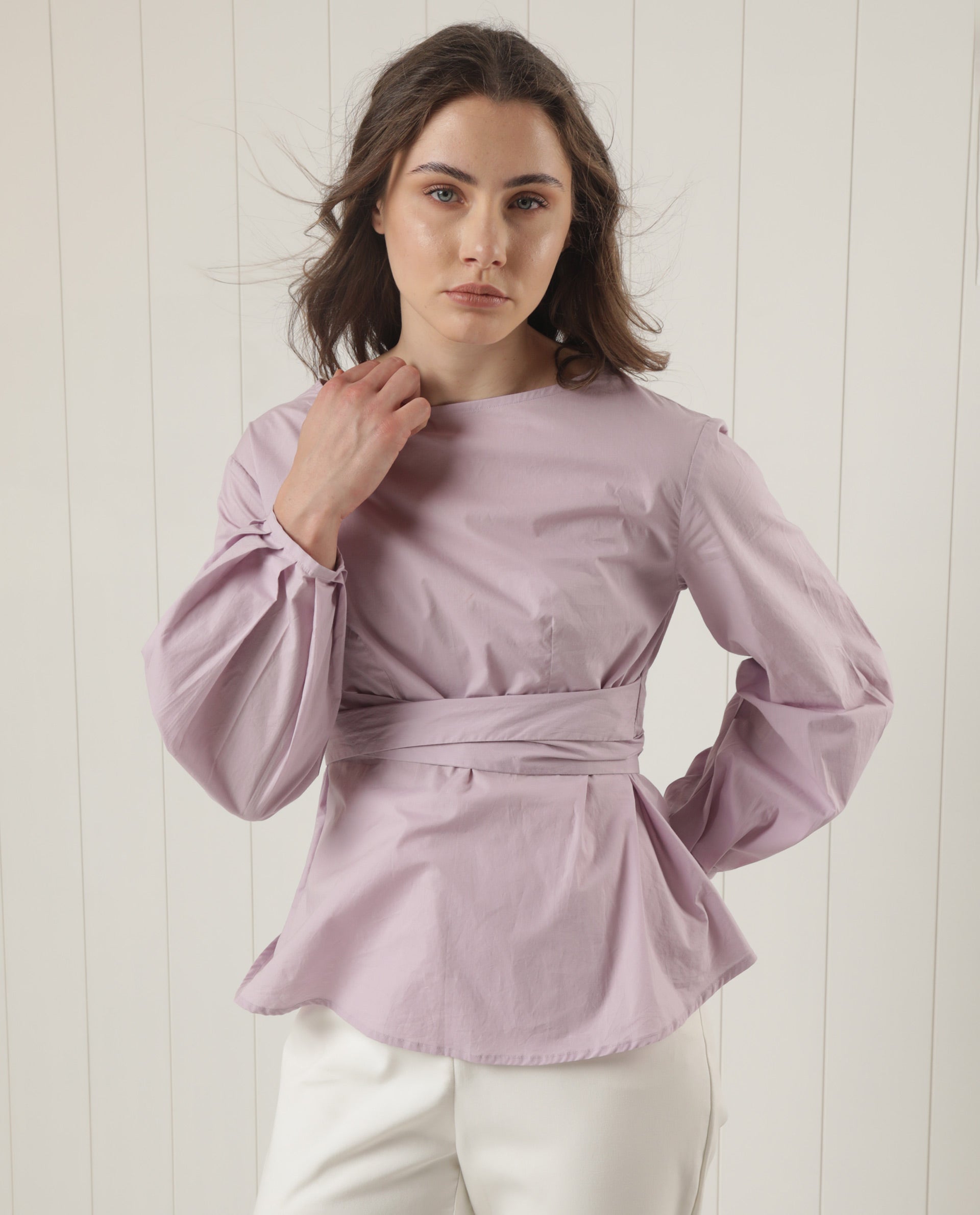 Rareism Women's Tulipo Purple Cotton Boat Neck Plain Regular Fit Top