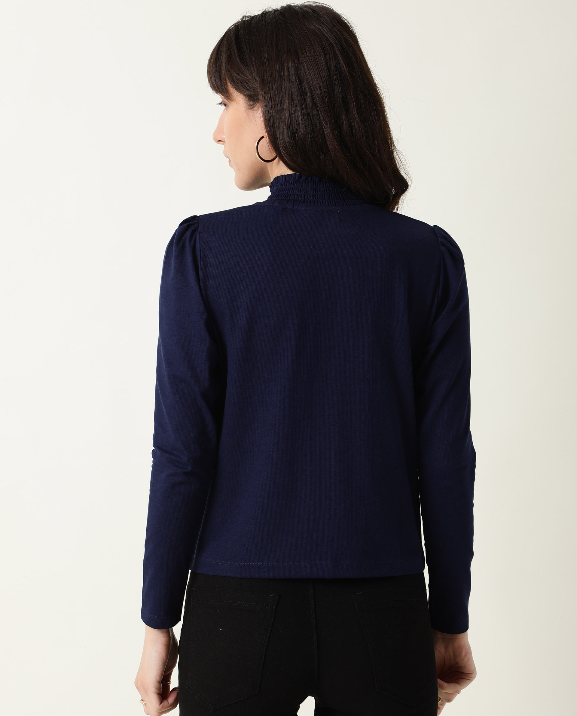 Rareism Women Spinny Navy T-Shirt Full Sleeves