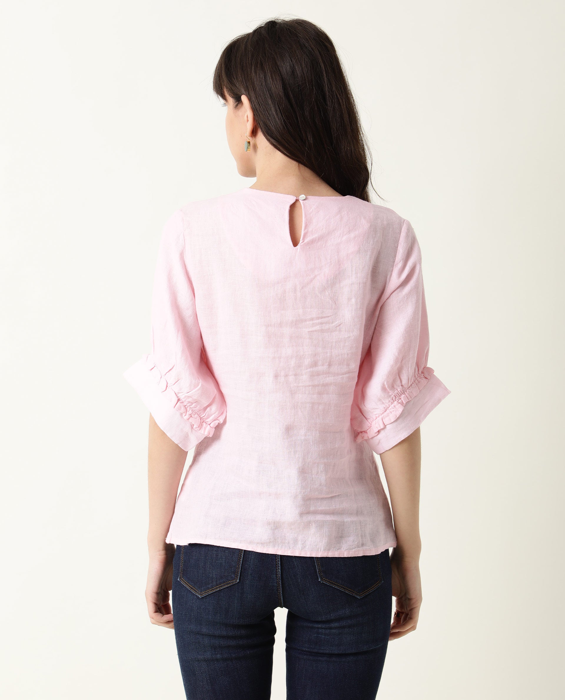 Rareism Women Bite Pink Top Short Sleeves Solid