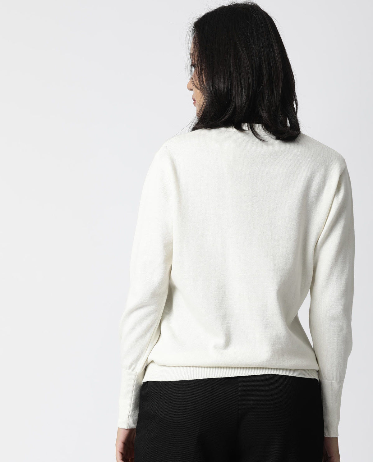 Rareism Women Plush Offwhite Sweater Full Sleeves