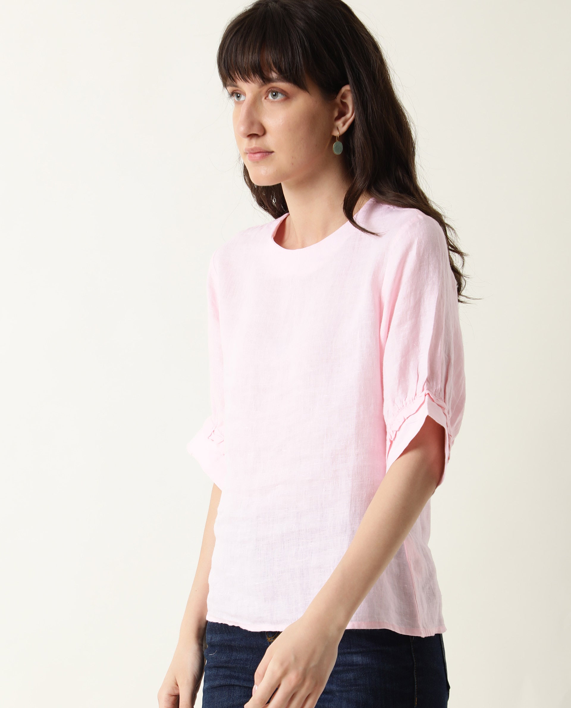 Rareism Women Bite Pink Top Short Sleeves Solid
