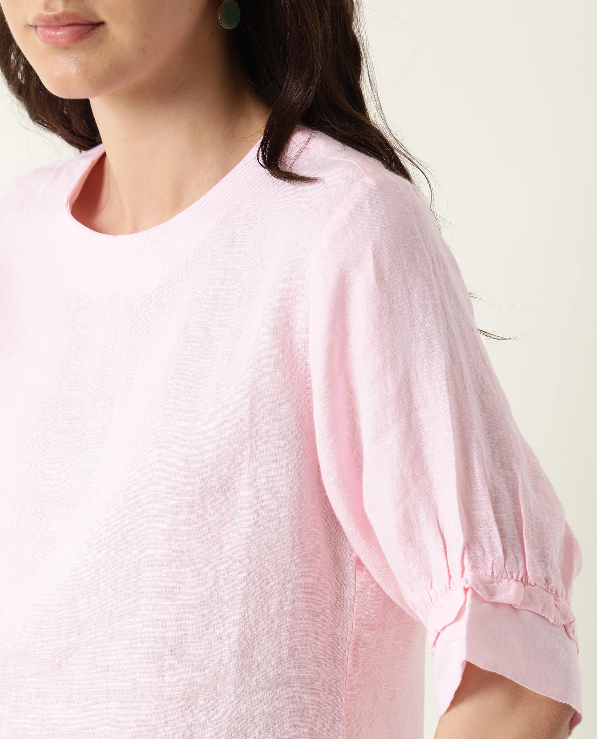 Rareism Women Bite Pink Top Short Sleeves Solid