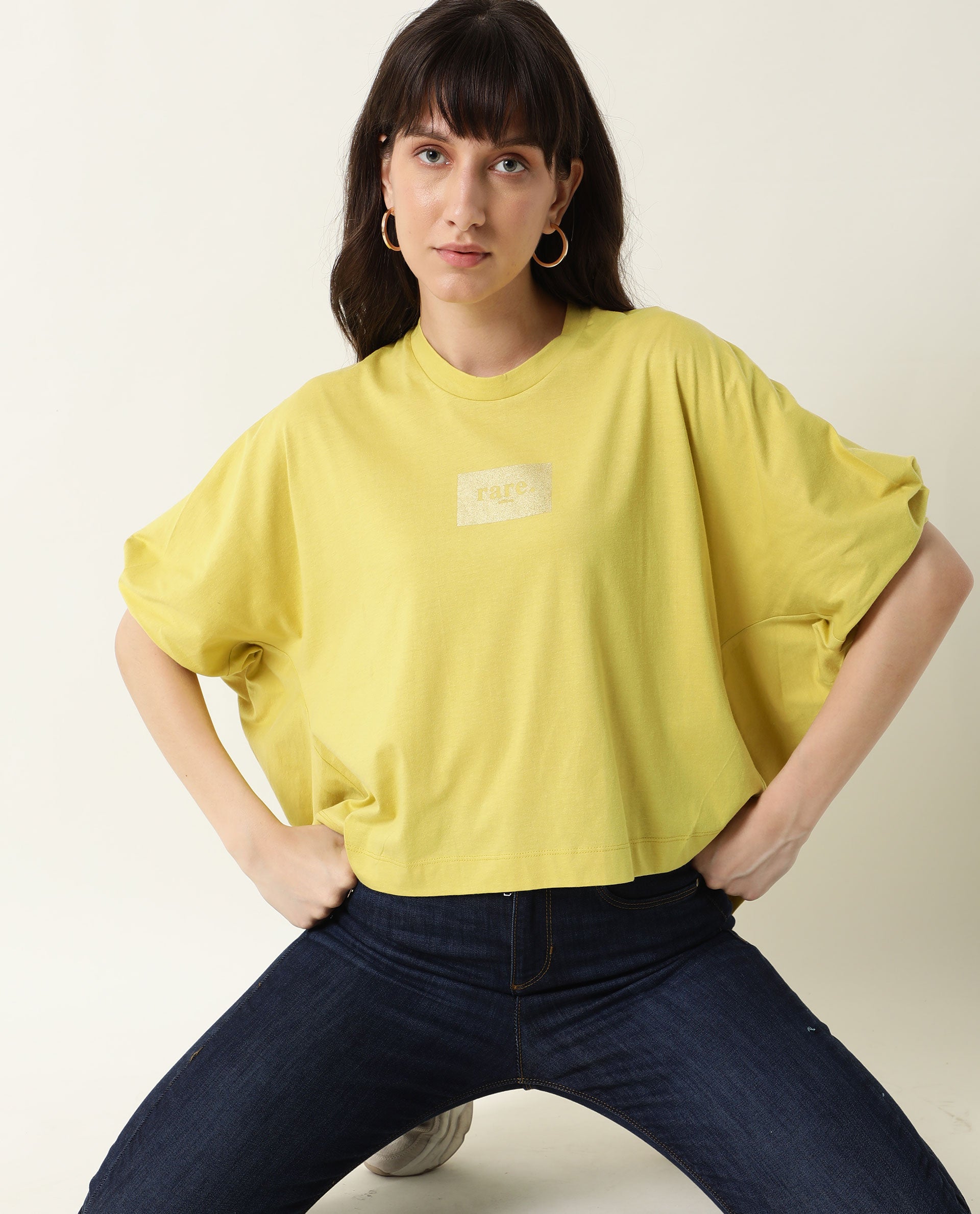 Rareism Womens Hooda 2 Yellow T-Shirt Round Neck 3/4Th Sleeve