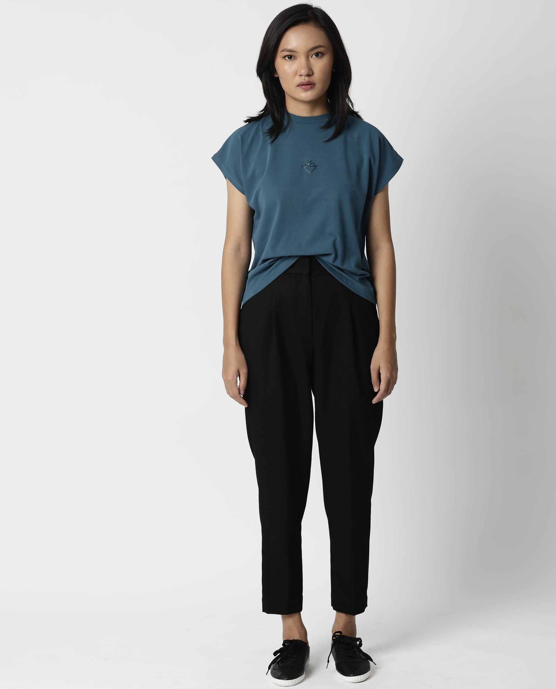 Rareism Women Bozz Black Trousers Checks