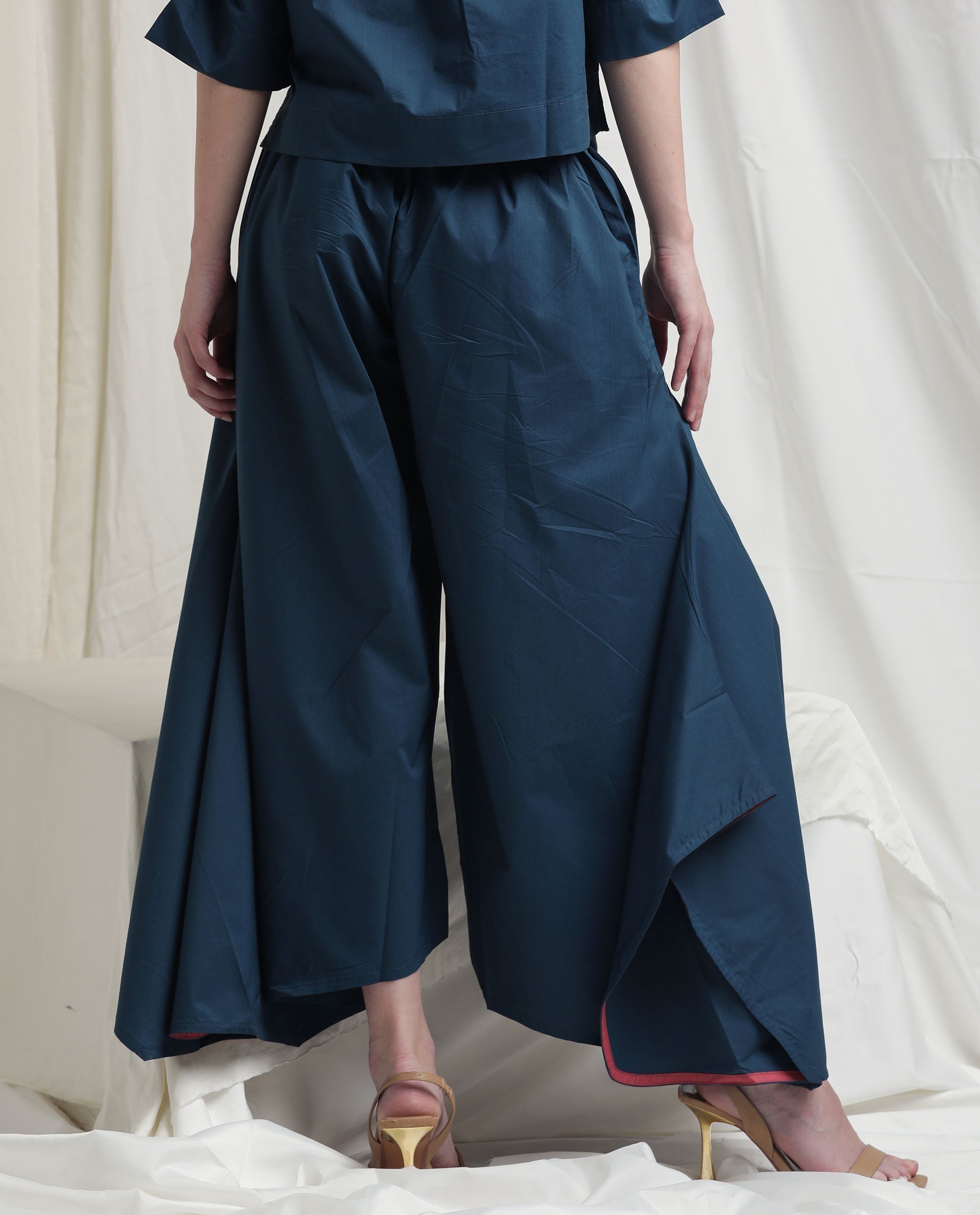 Rareism Womens Kyoto Petrol Trouser Poly Lycra Fabric Relaxed Fit Draw String Closure High Rise Waist Rise Ankle Length