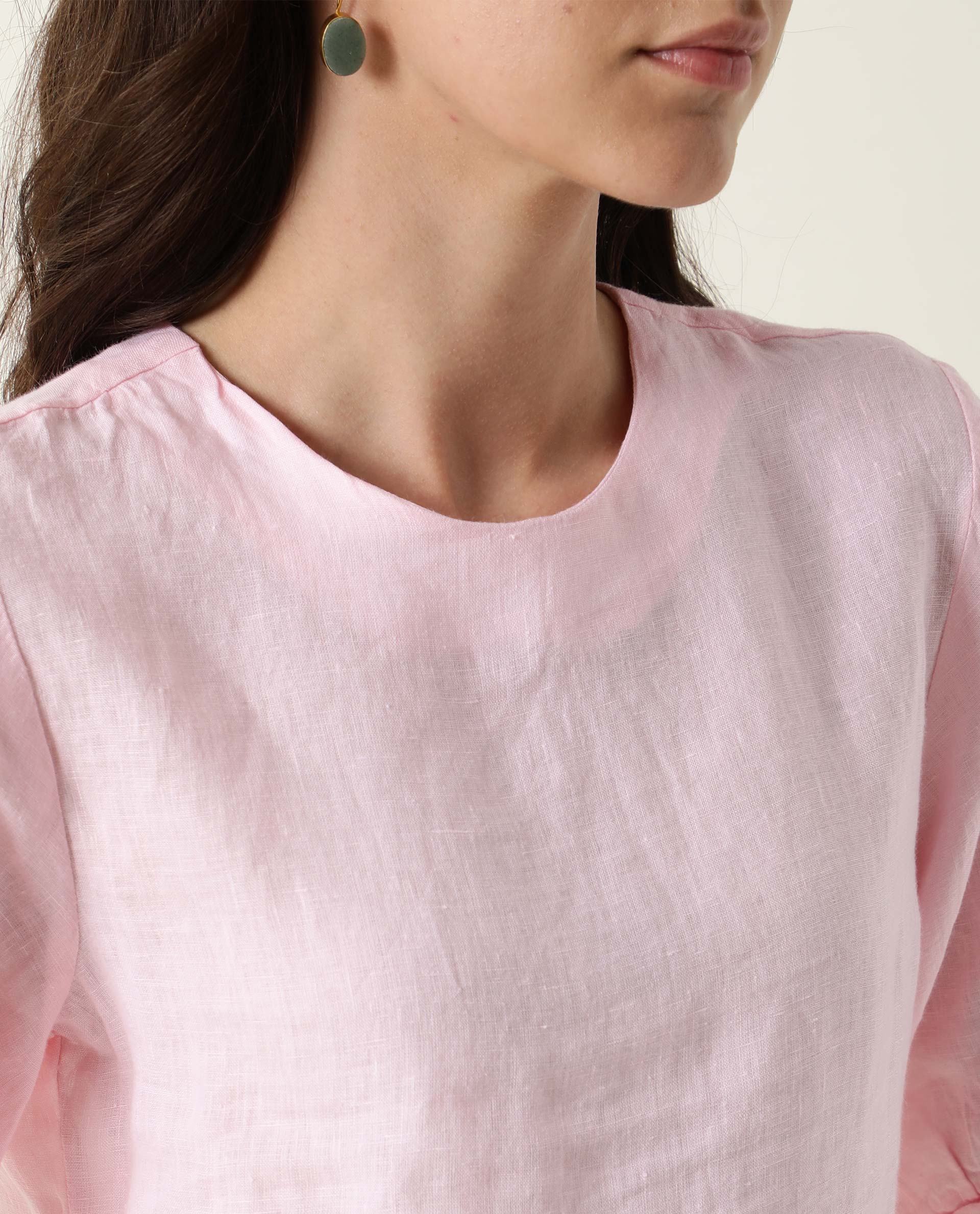 Rareism Women Bite Pink Top Short Sleeves Solid