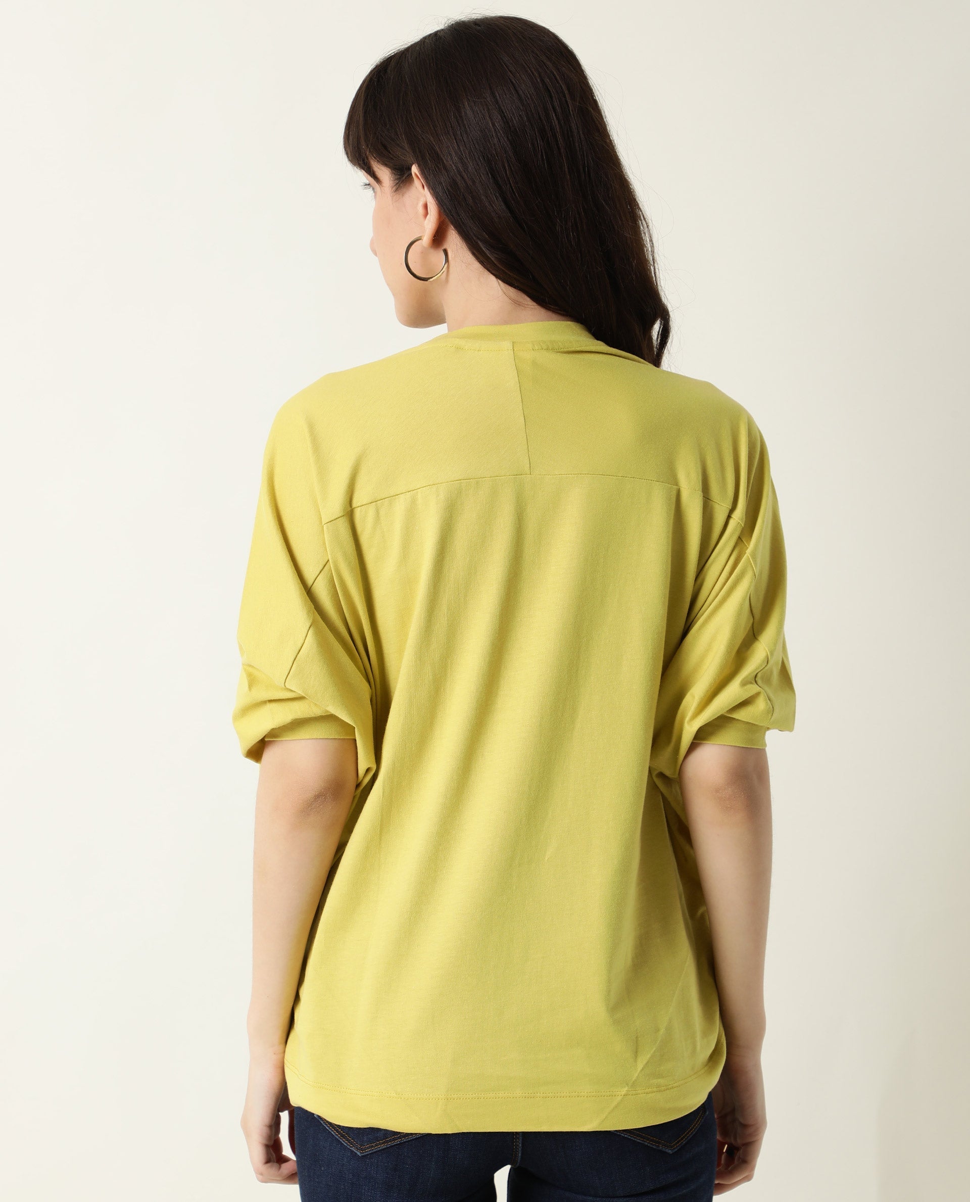 Rareism Womens Hooda 2 Yellow T-Shirt Round Neck 3/4Th Sleeve