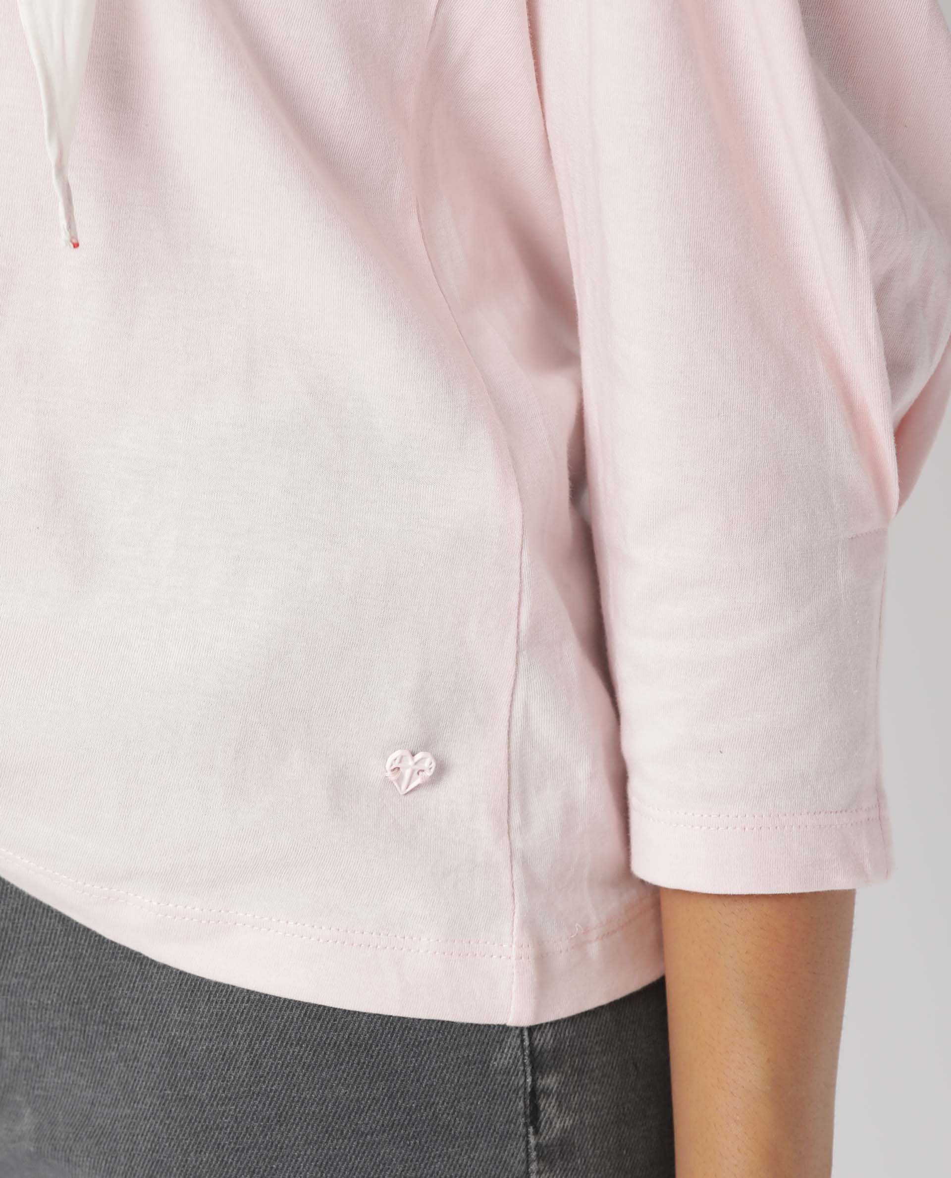 Rareism Women's Ballerina Pink Crew Neck Plain Knee Length Regular Fit Top