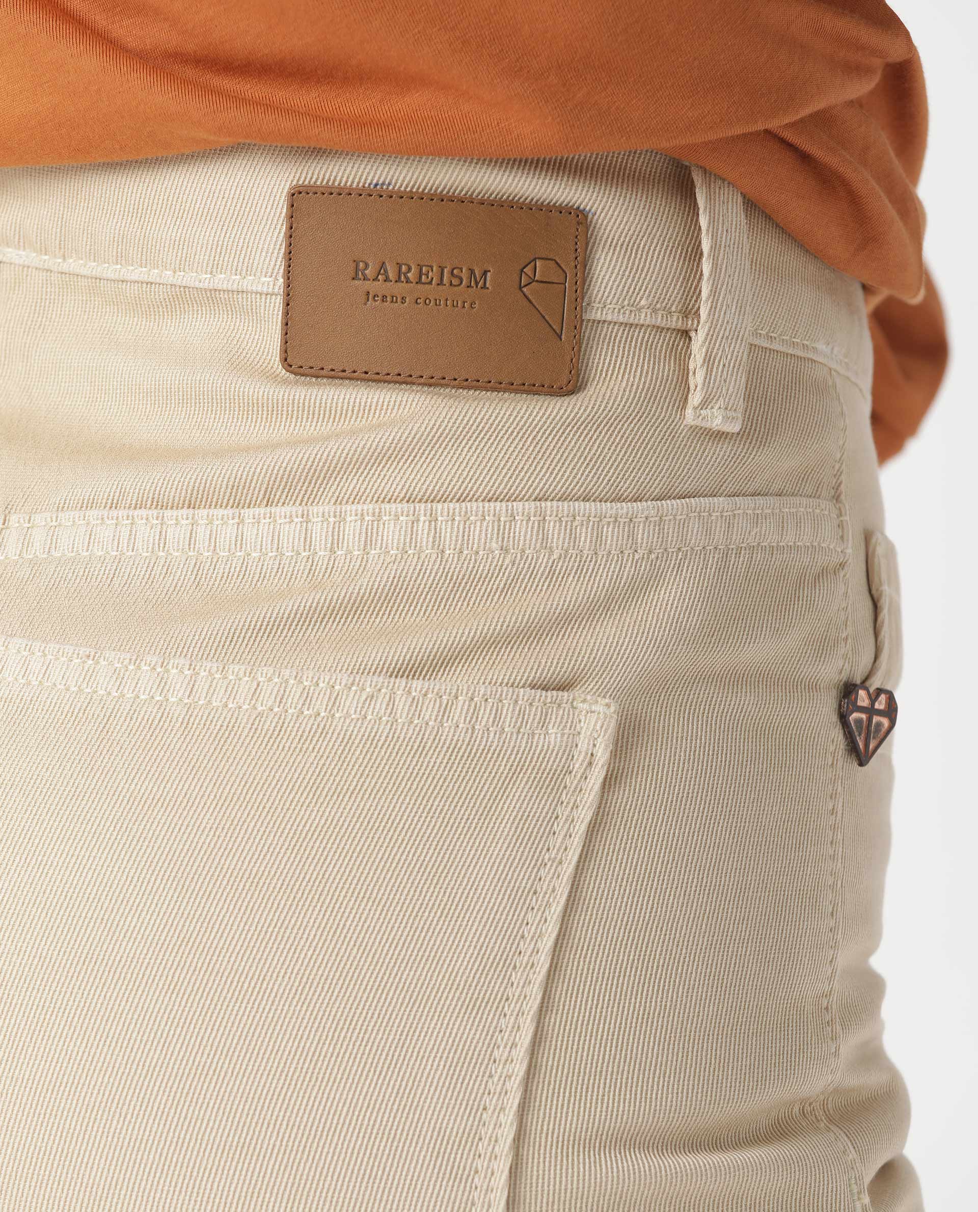 Rareism Womens Ginno Beige Trouser Cotton Fabric Regular Fit Button Closure High Rise Waist Rise Ankle Length