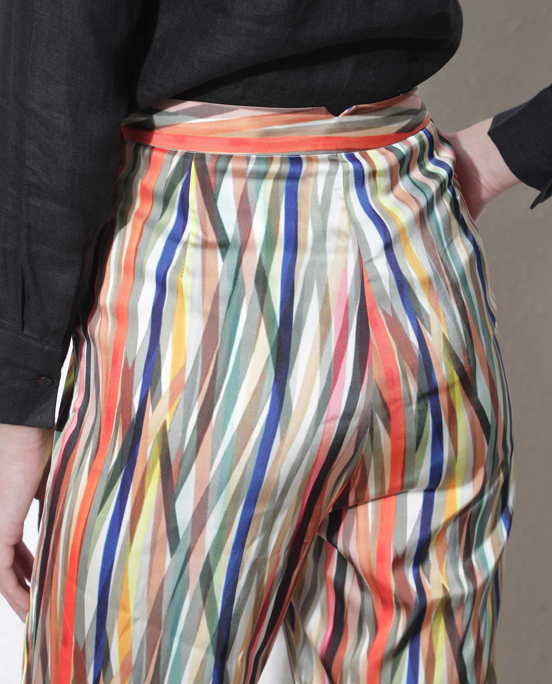 Rareism Women's Ransom Multi Modal Striped Ankle Length Tailored Trouser