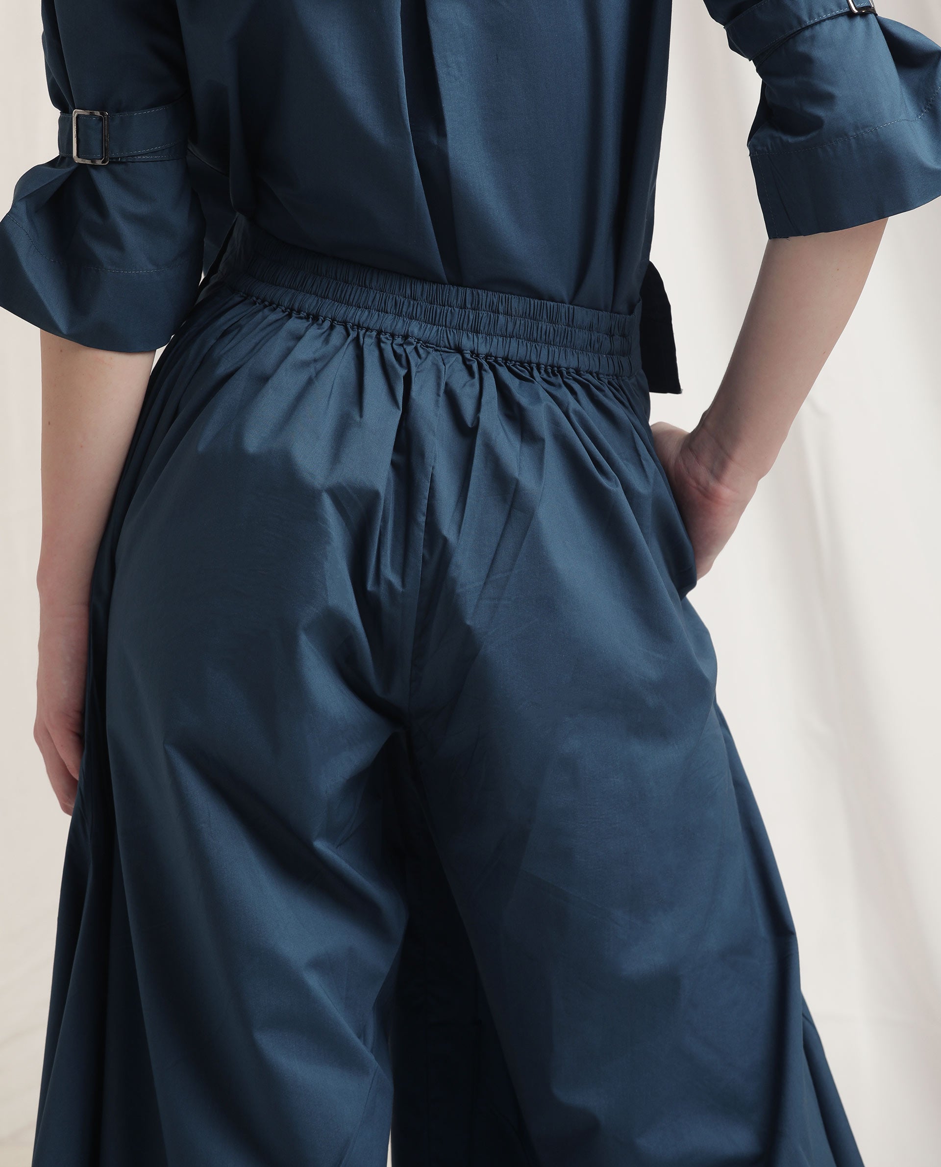 Rareism Womens Kyoto Petrol Trouser Poly Lycra Fabric Relaxed Fit Draw String Closure High Rise Waist Rise Ankle Length