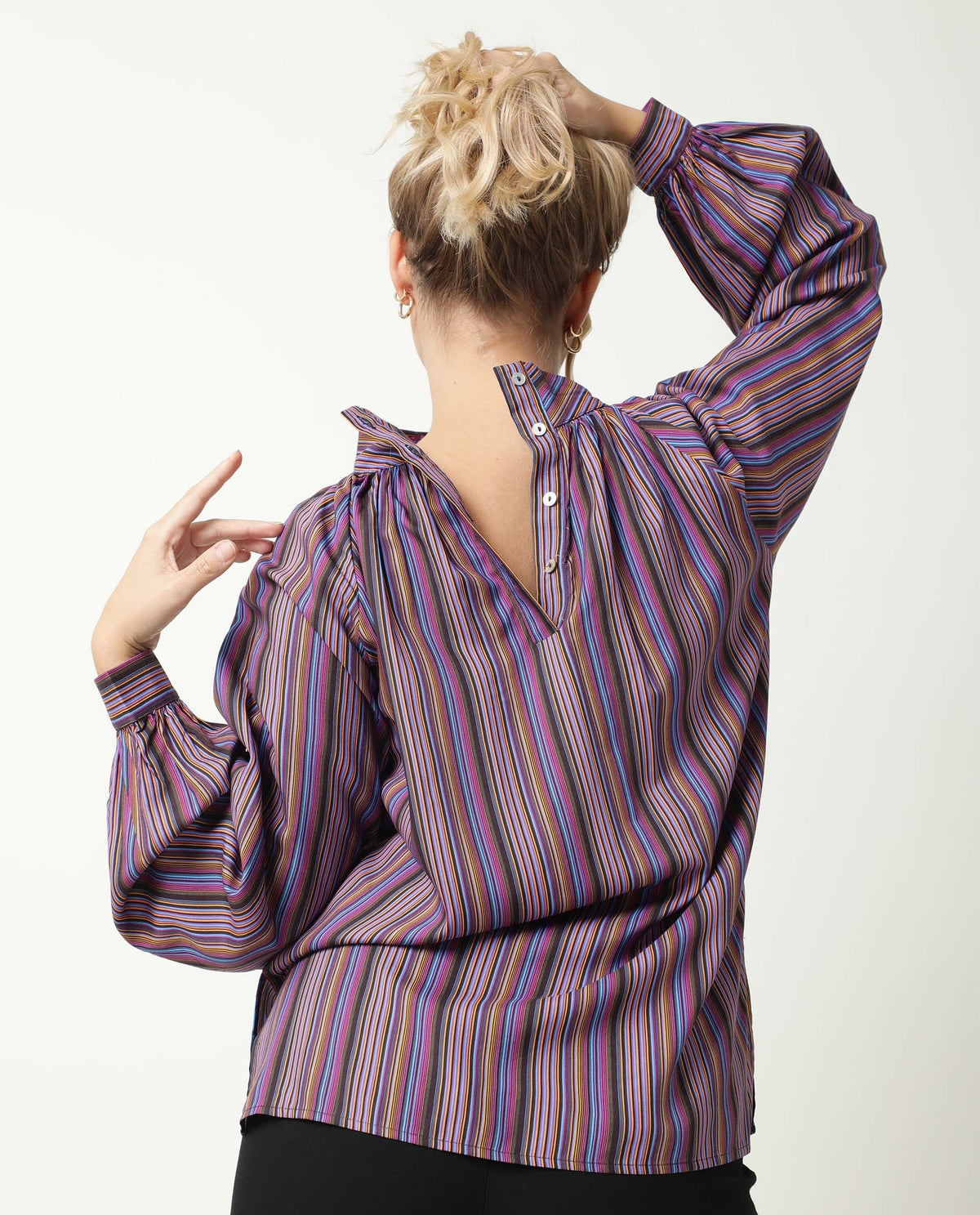 Rareism Womens Autumn Multi Color Top Polycotton Fabric Full Sleeves High Neck