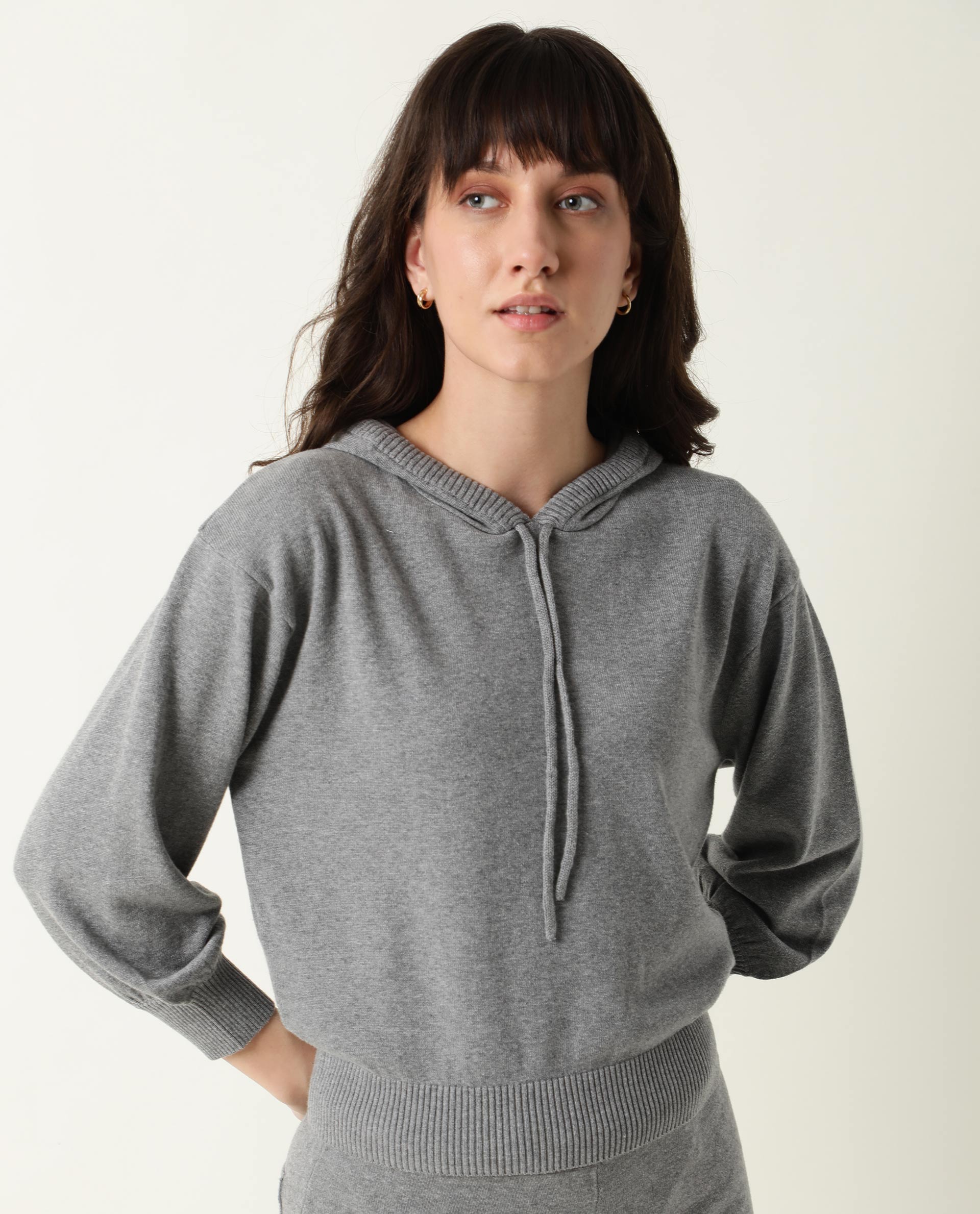 Rareism Women's Tracksuit Cotton Hooded Plain Knee Length Relaxed Fit Track Suit