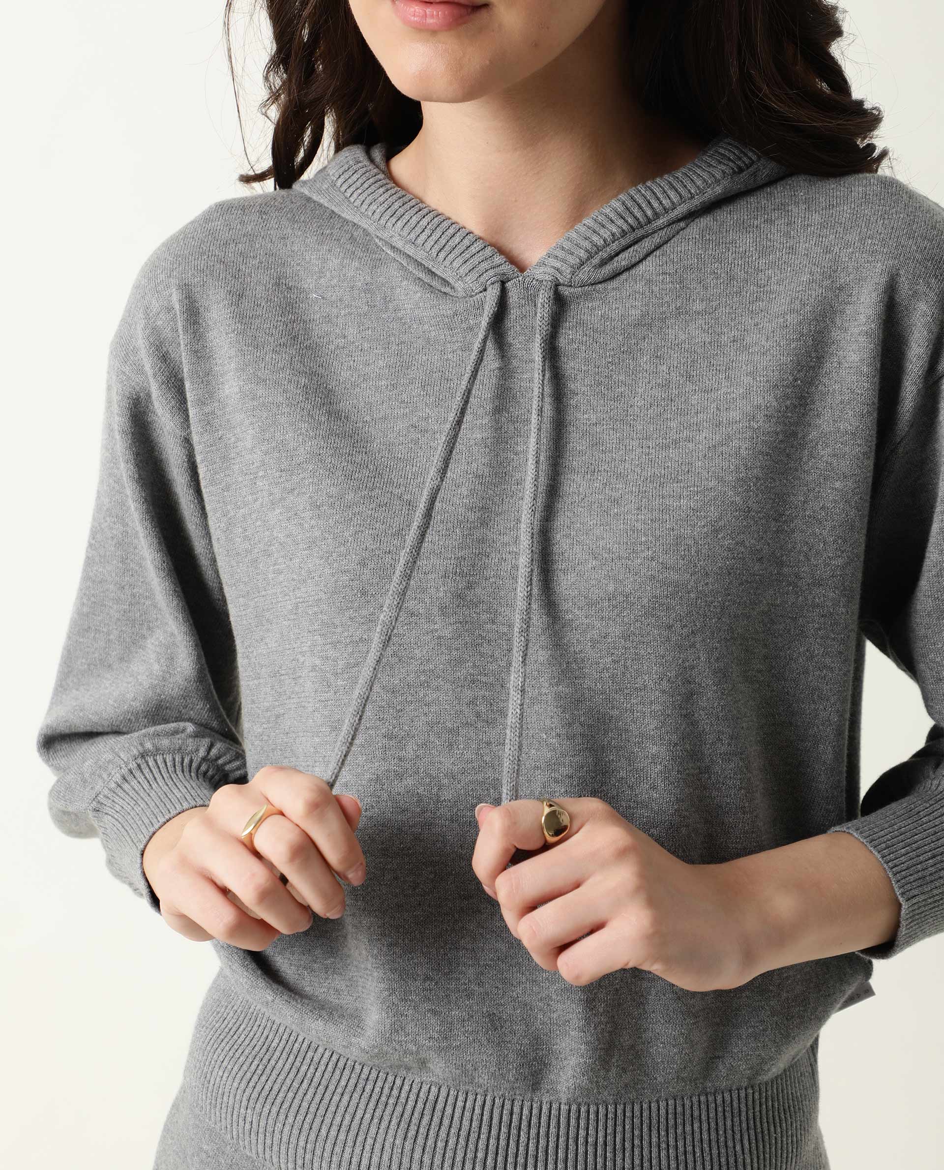 Rareism Women's Tracksuit Cotton Hooded Plain Knee Length Relaxed Fit Track Suit