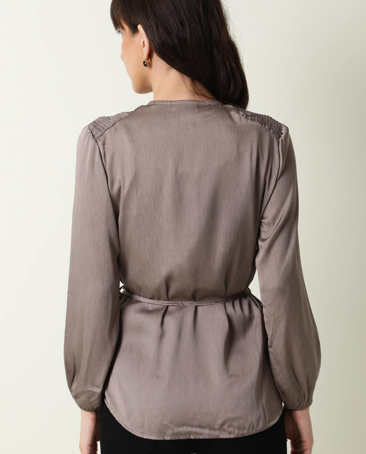 Rareism Womens Hallo Beige Outer Wear Polyester Fabric Relaxed Fit Balloon Sleeve