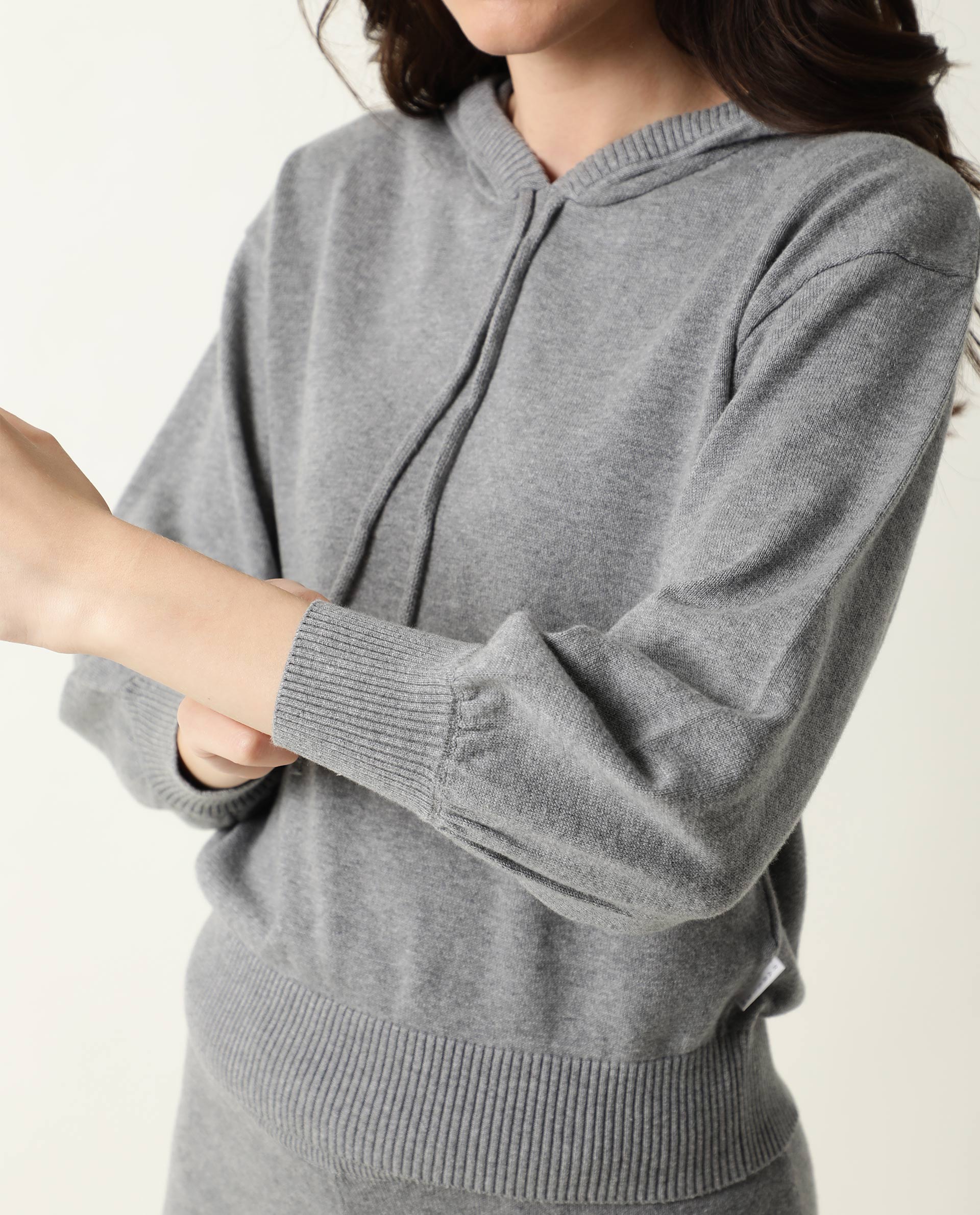 Rareism Women's Tracksuit Cotton Hooded Plain Knee Length Relaxed Fit Track Suit