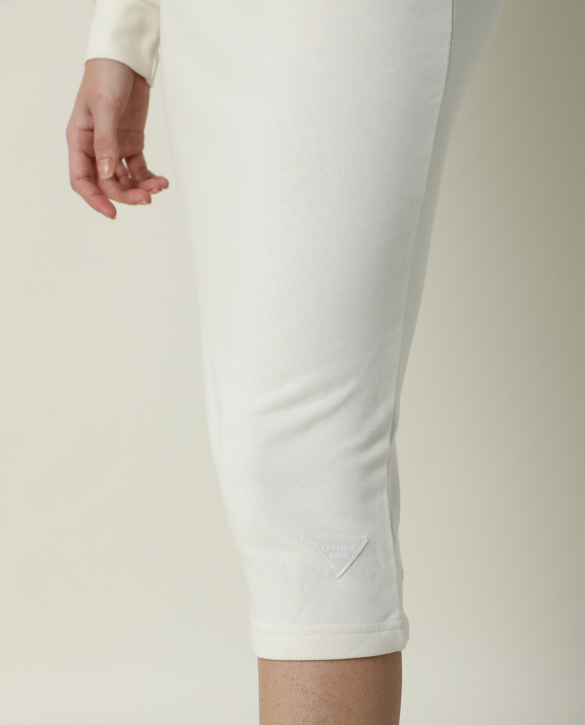 Rareism Women Fudge-1 Off White Poly Cotton Fabric Tailored Fit High Rise Solid Midi Skirt