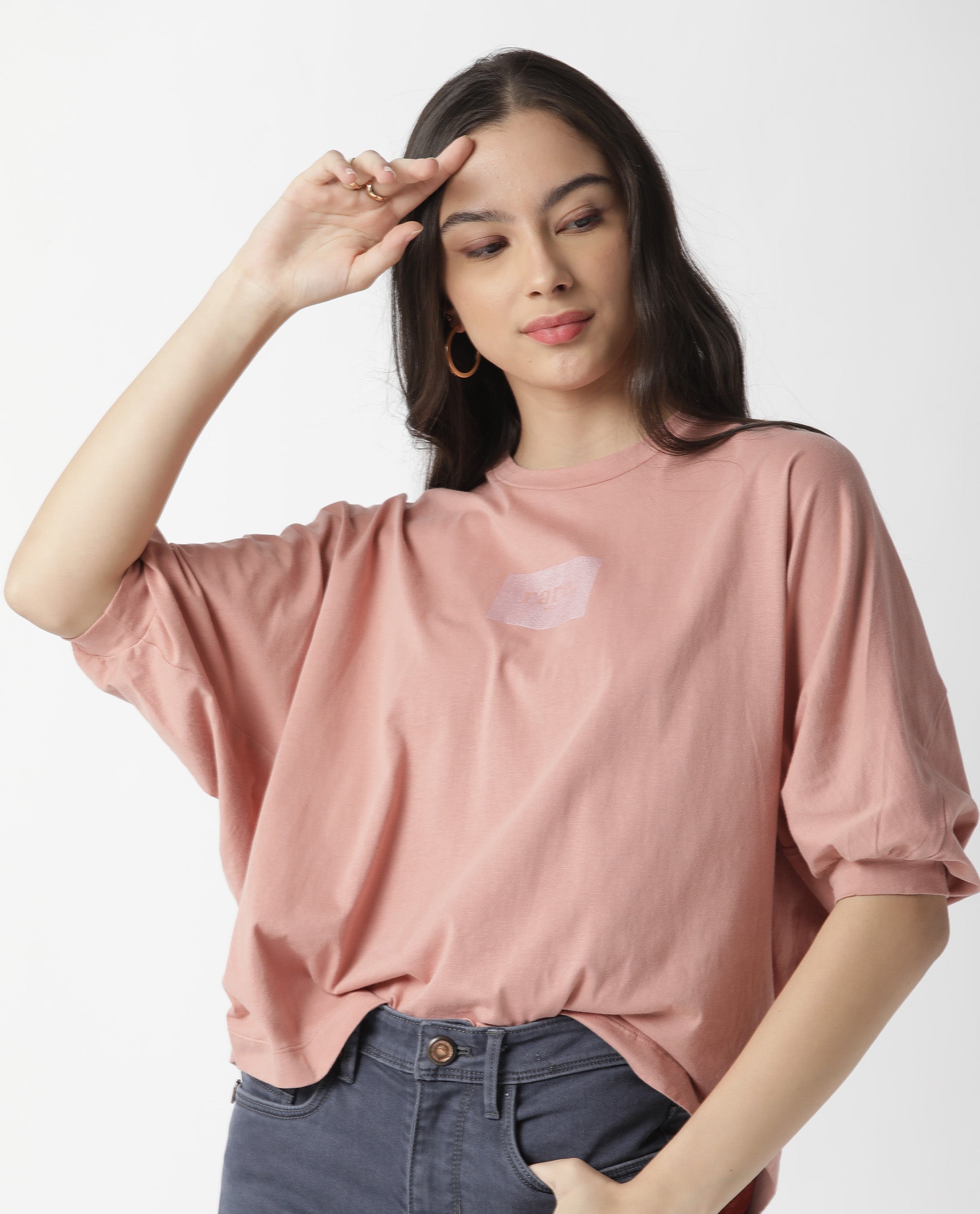Rareism Womens Hooda 2 Pink T-Shirt Round Neck 3/4Th Sleeve