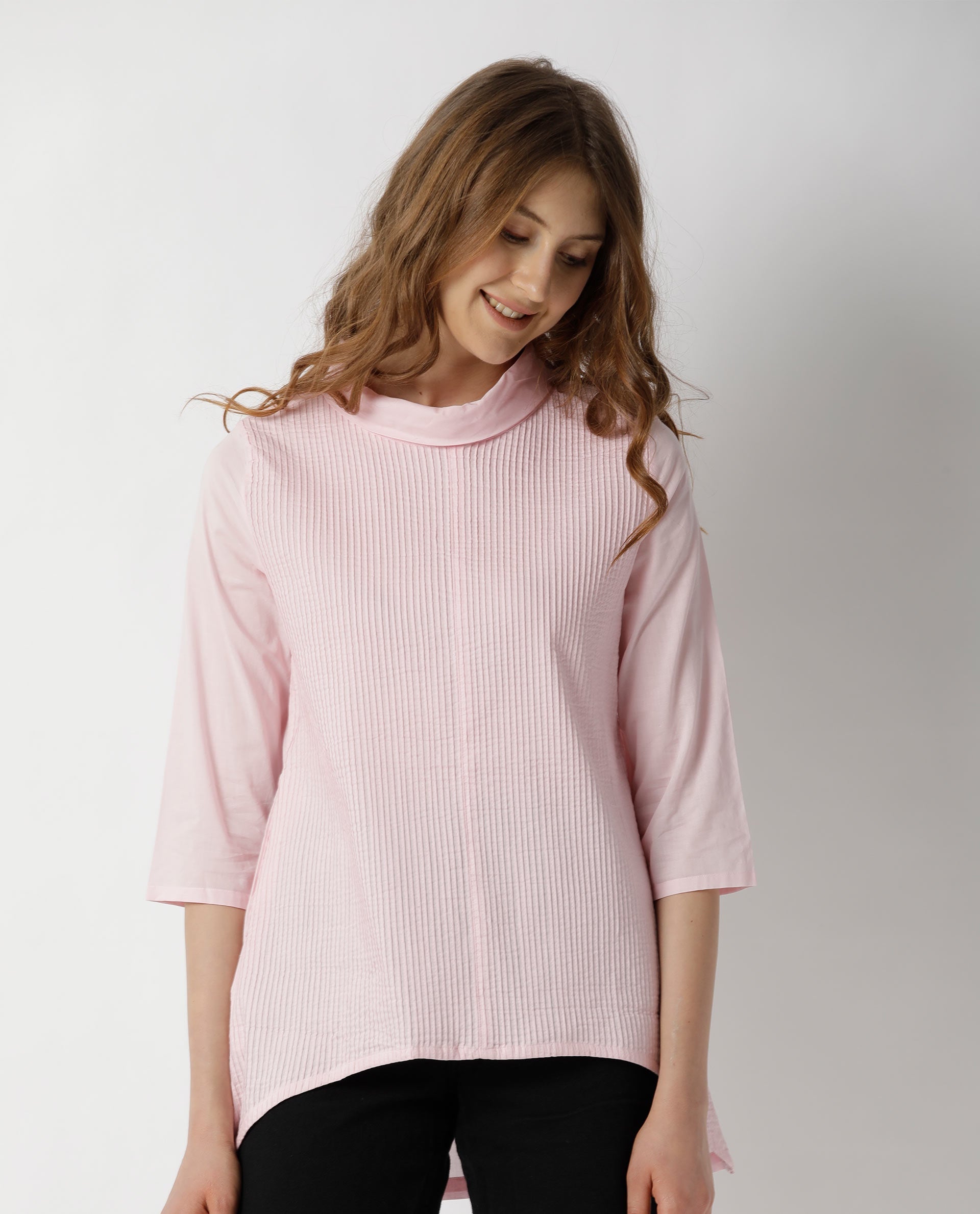 Rareism Women Pins Pink Top Full Sleeves Solid