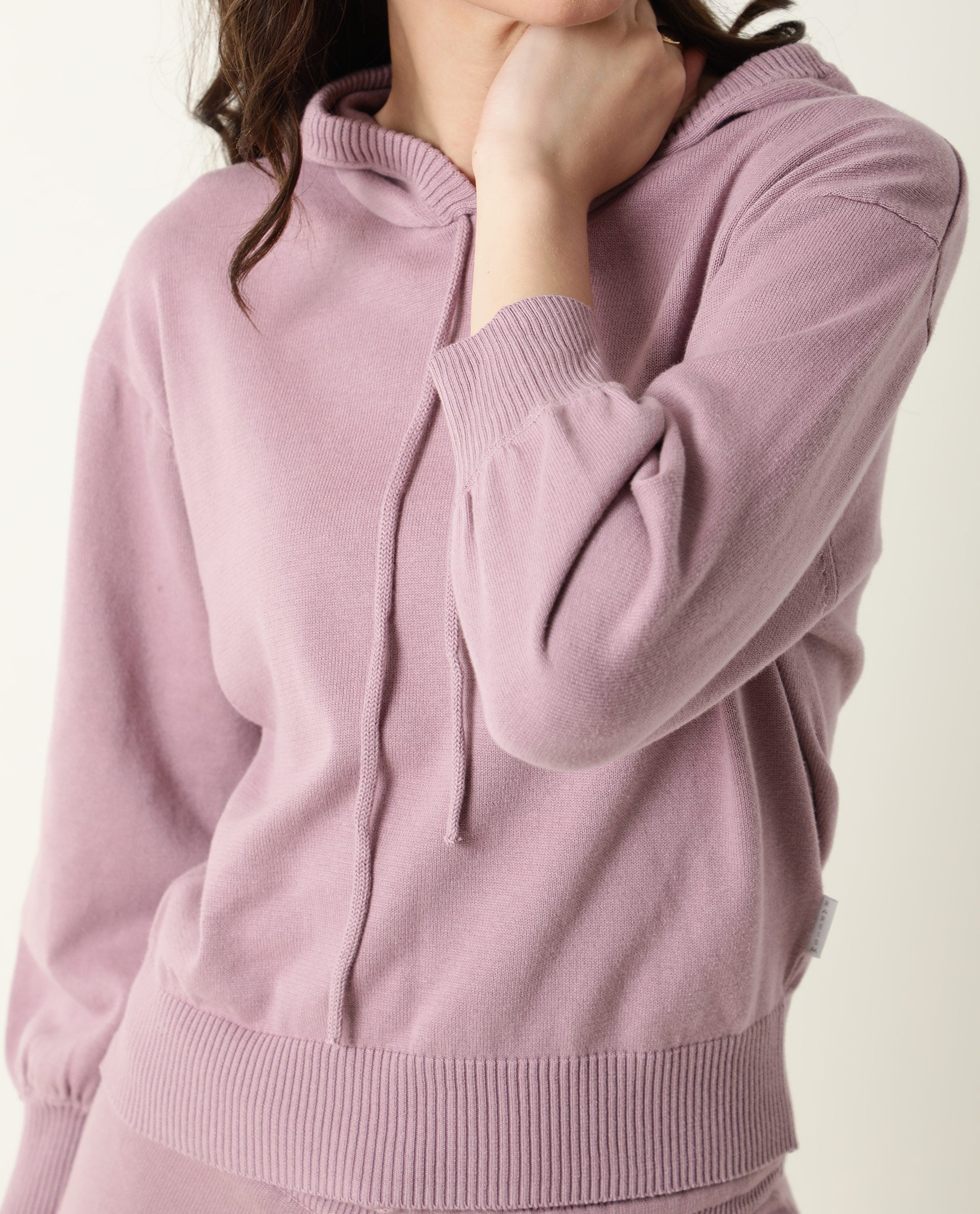 Rareism Women's Finn Silver Pink Cotton Hooded Plain Straight Fit Track Suit