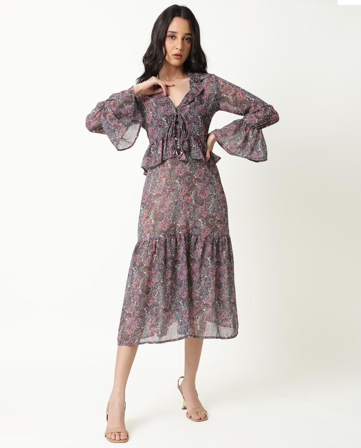 Rareism Women Hill Pink Shrug Polyester Fabric Full Sleeves Drawstring Closure Solid