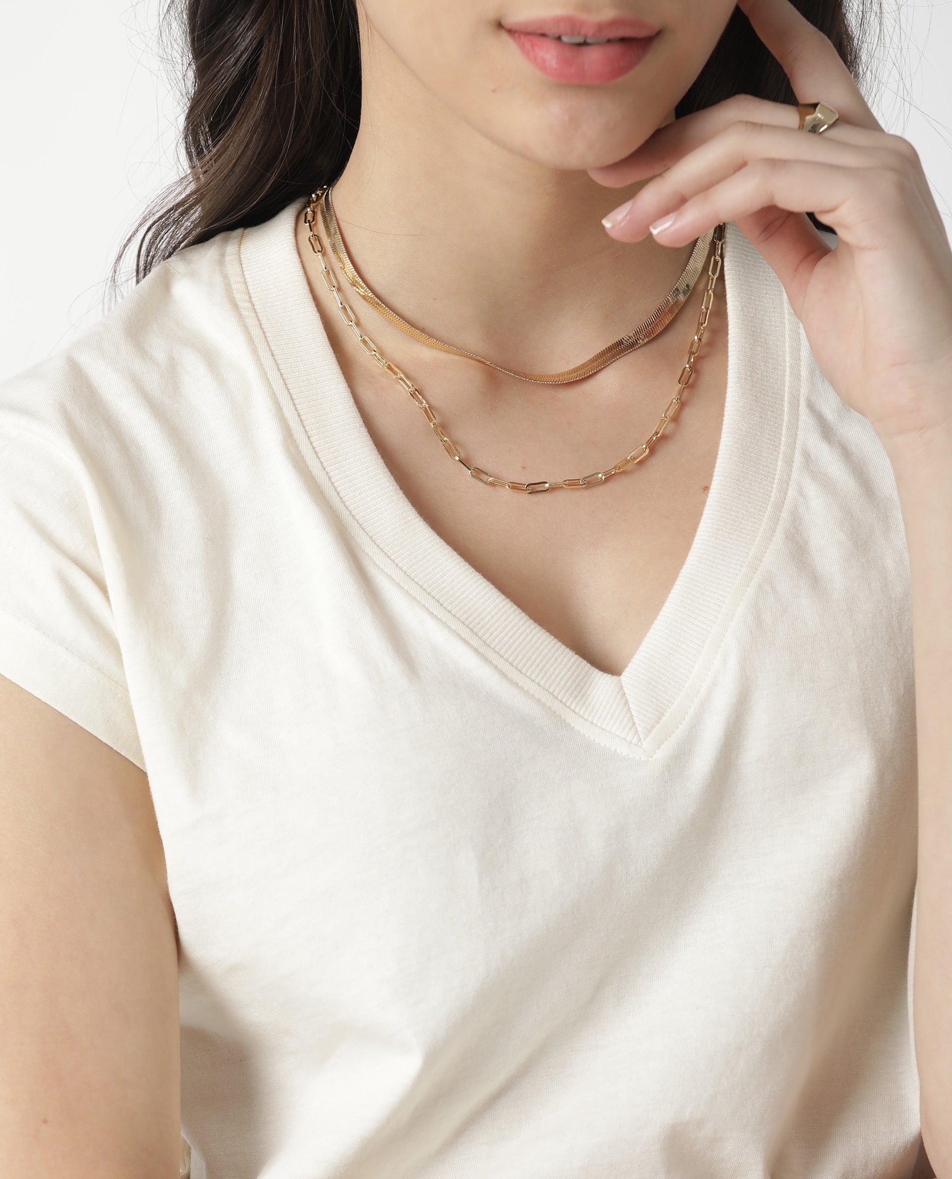 Rareism Women Debra Off White Cotton Fabric Regular Fit Half Sleeves Solid Crew Neck T-Shirt