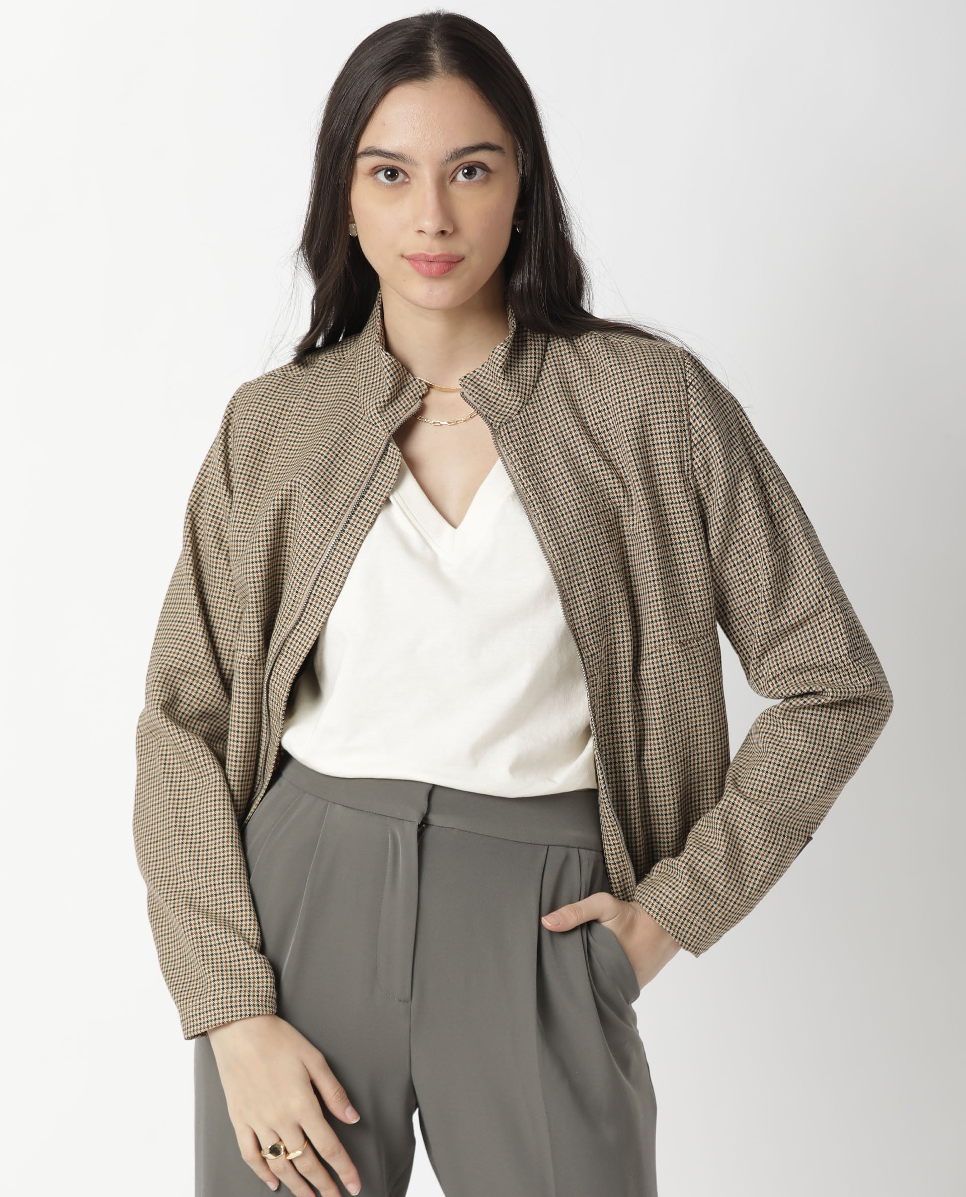 Rareism Women Debra Off White Cotton Fabric Regular Fit Half Sleeves Solid Crew Neck T-Shirt