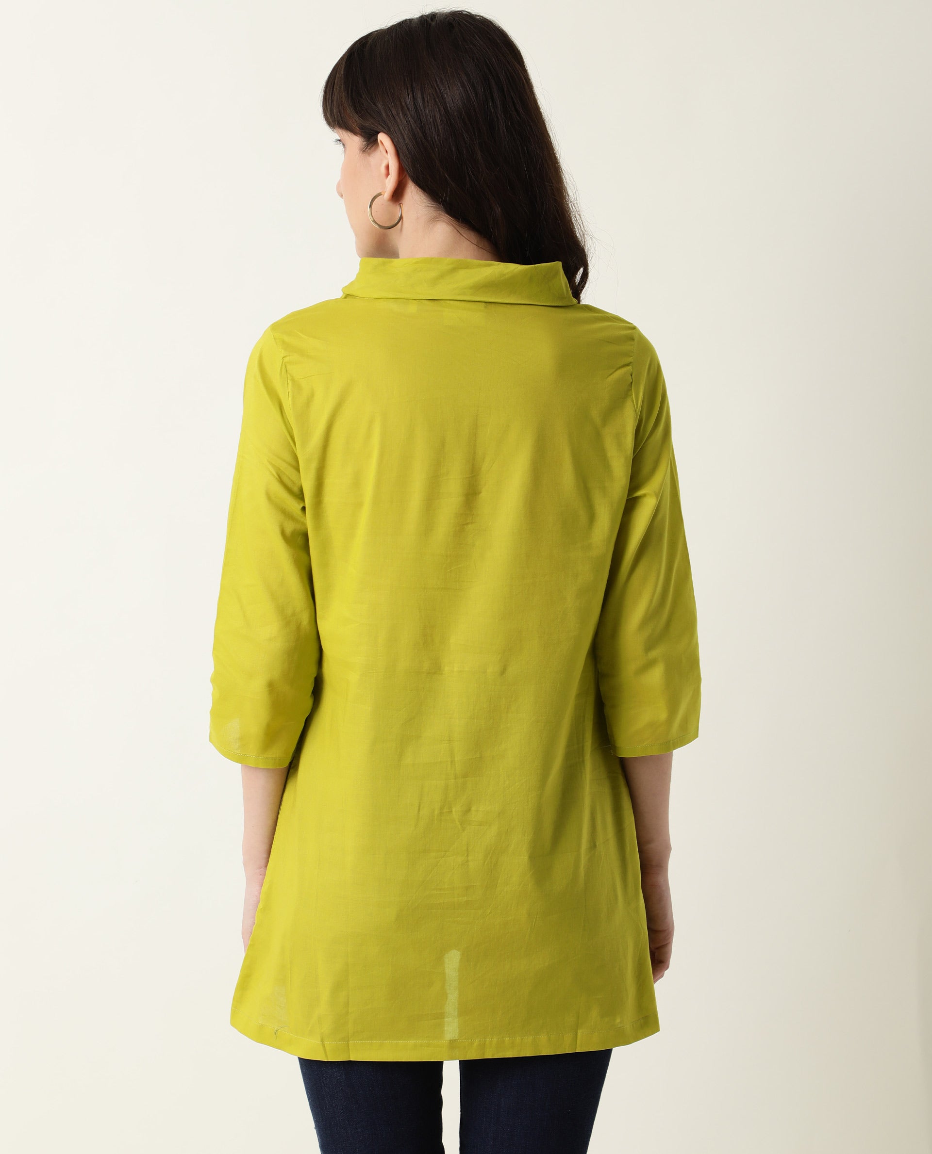Rareism Women Pins1 Green Top Full Sleeves Solid