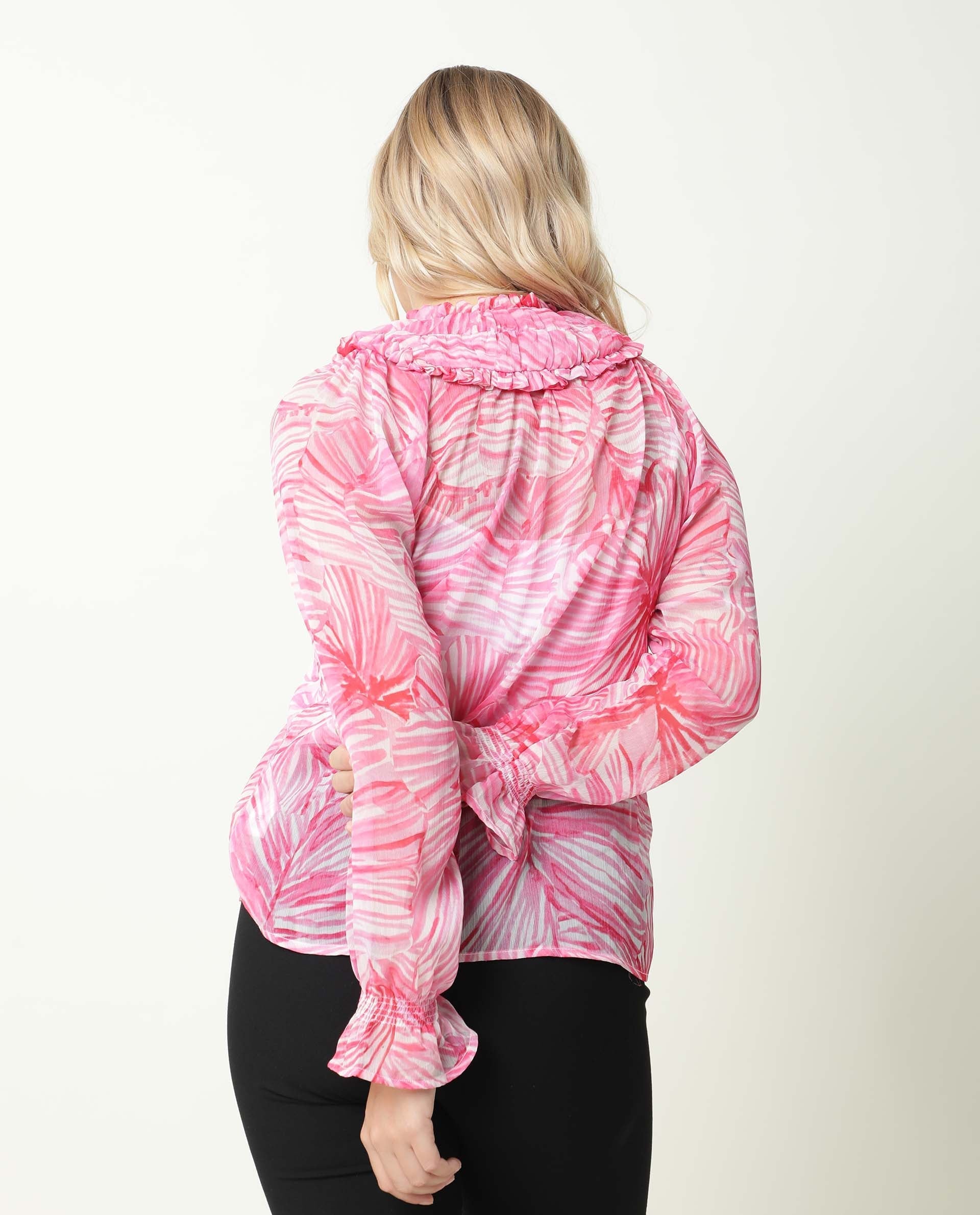 Rareism Women's Tonal Pink Sweetheart Neck Printed Knee Length Tailored Top