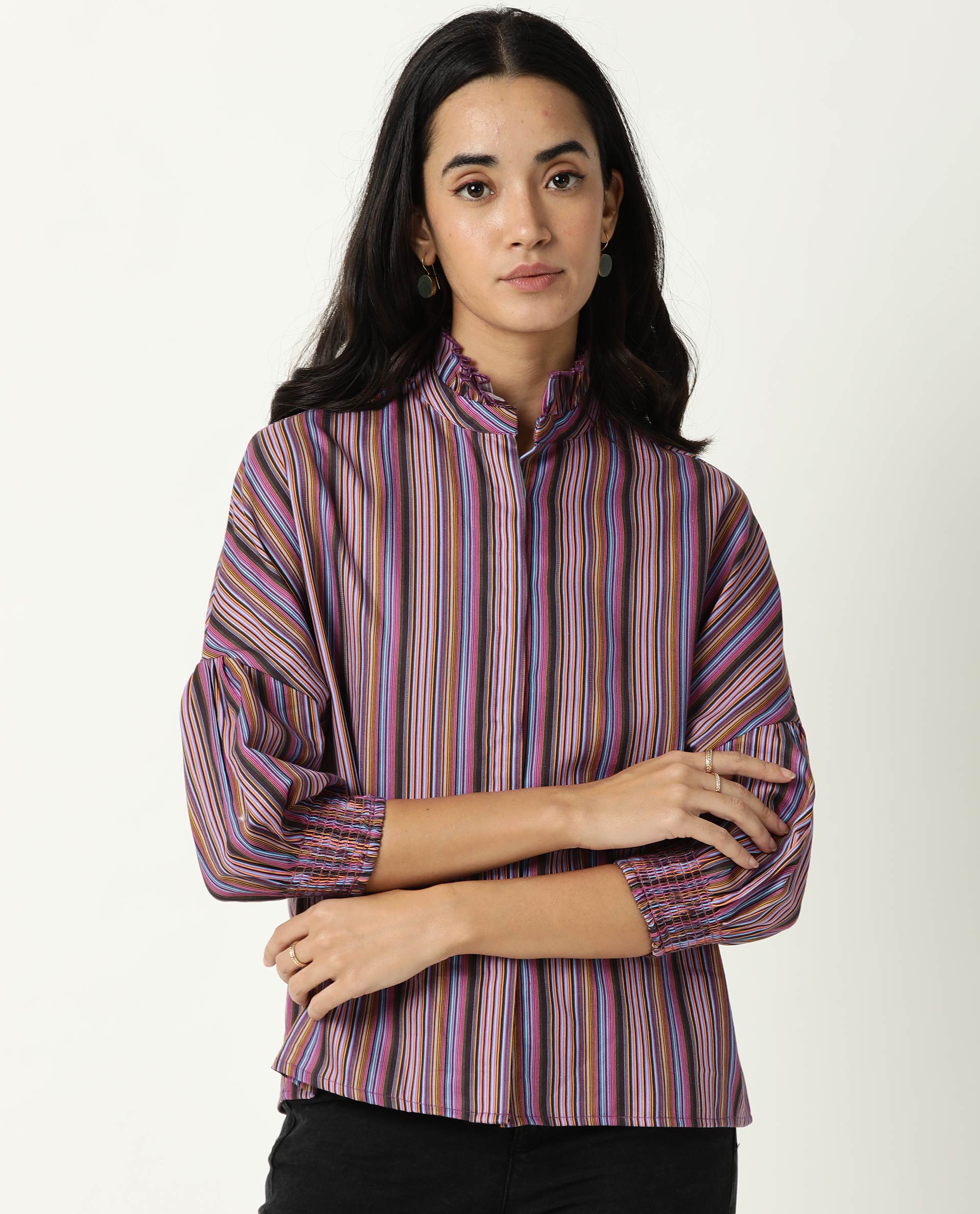 Rareism Women's Pari Multi Sweetheart Neck Printed Knee Length Regular Fit Top