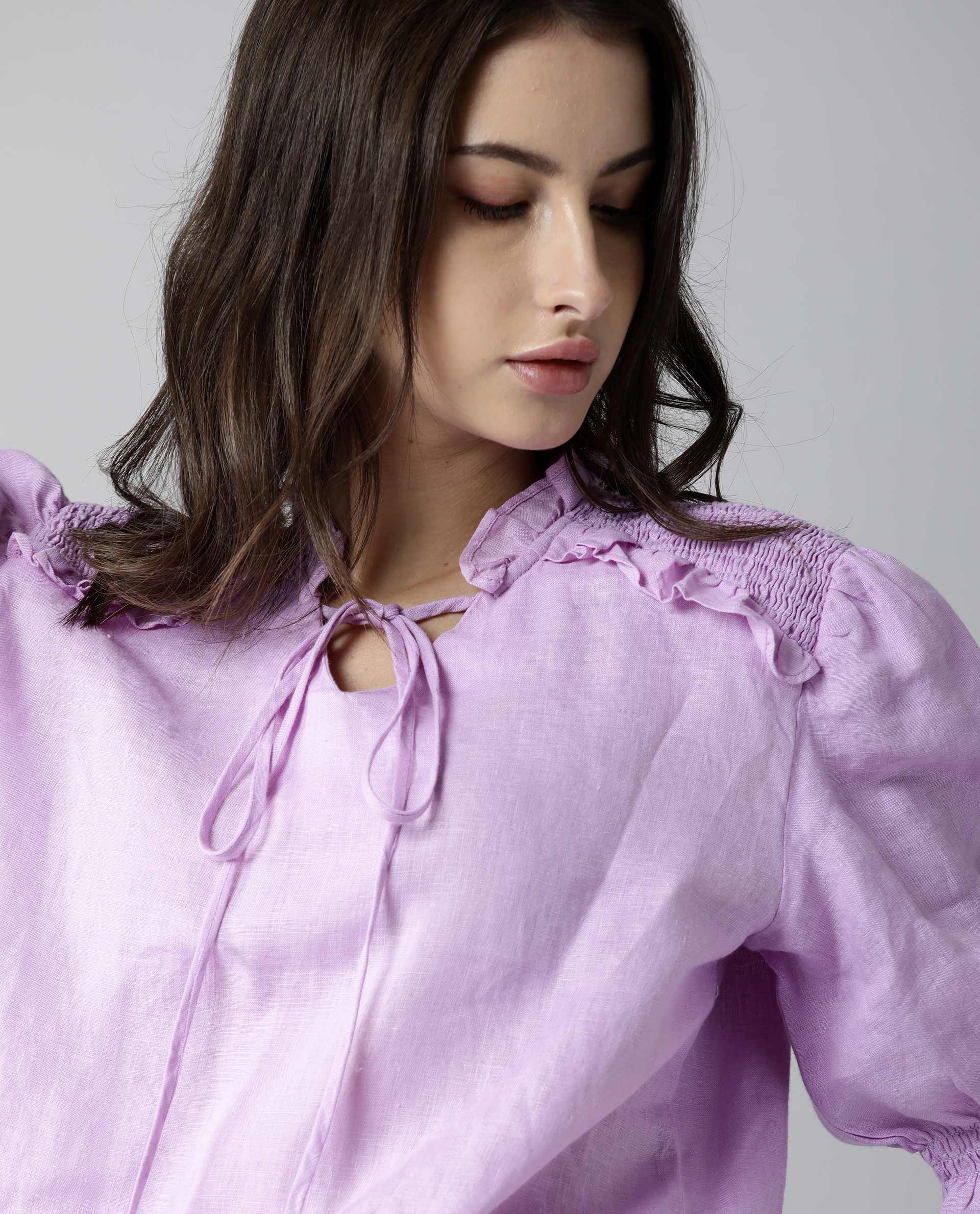 Rareism Women Salsa Purple Top Short Sleeves Solid
