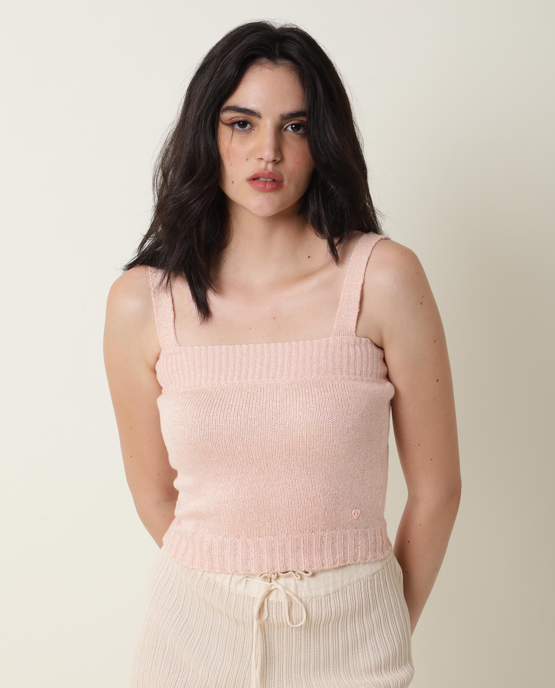 Rareism Women Tunnel Light Pink Viscose Fabric Full Sleeves Regular Fit Solid Collarless Sweater