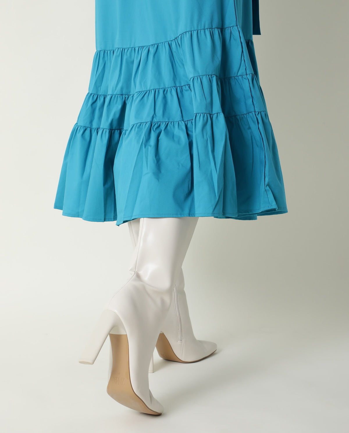 Rareism Women Gino Blue Tie Up Neck Sleeveless With Ruffled Hem And Pockets Maxi Dress