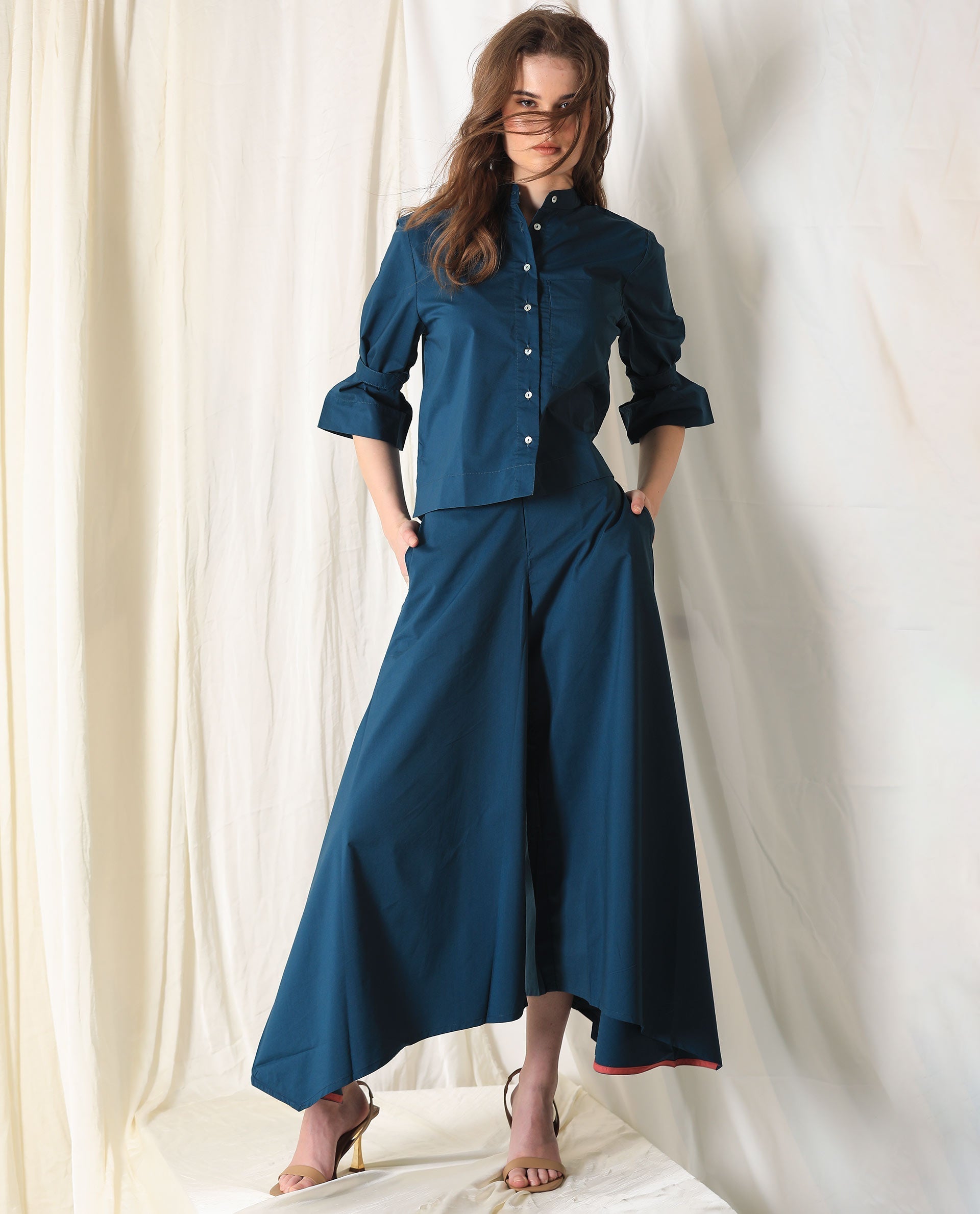 Rareism Womens Kyoto Petrol Trouser Poly Lycra Fabric Relaxed Fit Draw String Closure High Rise Waist Rise Ankle Length