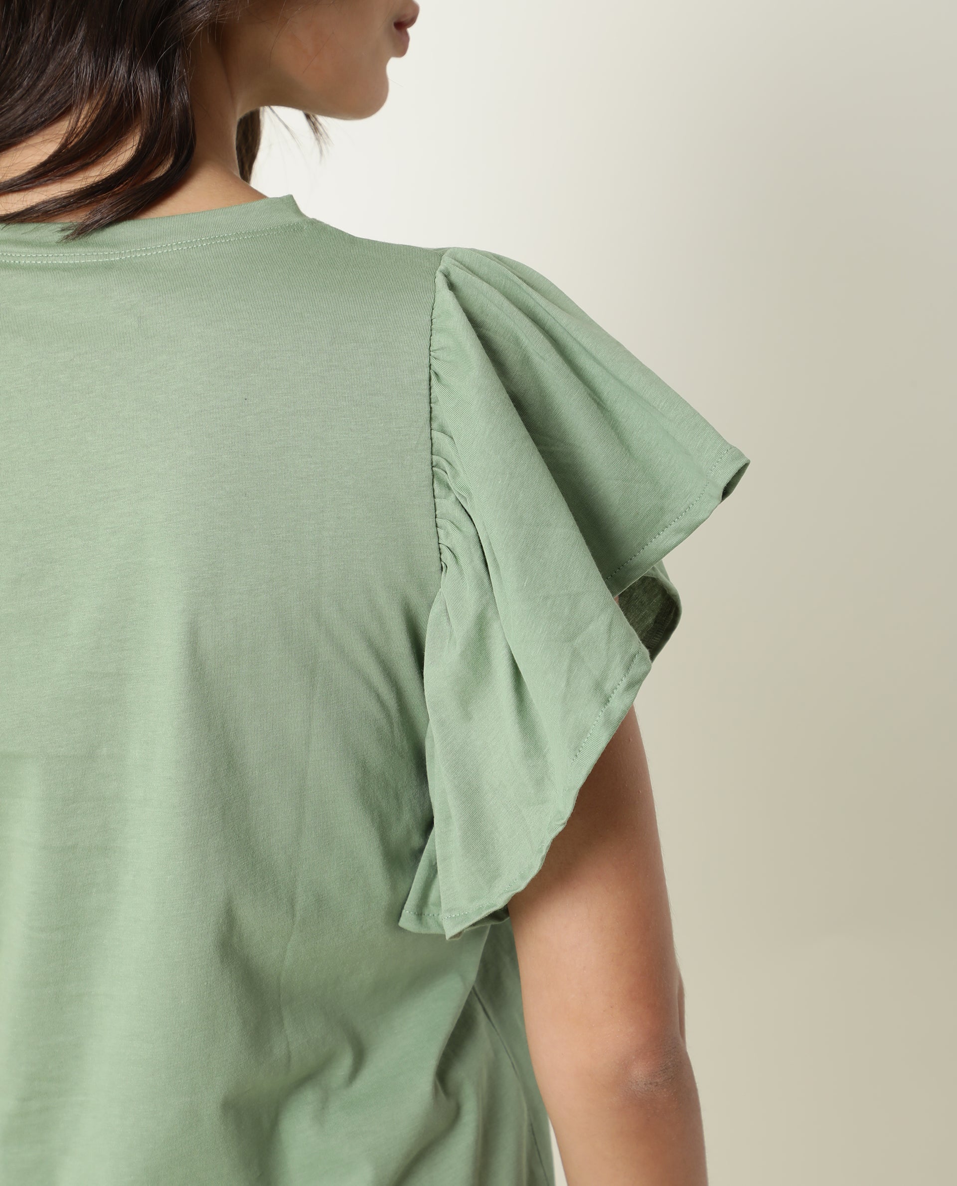 Rareism Women's Yatch Green Crew Neck Plain Regular Fit Top