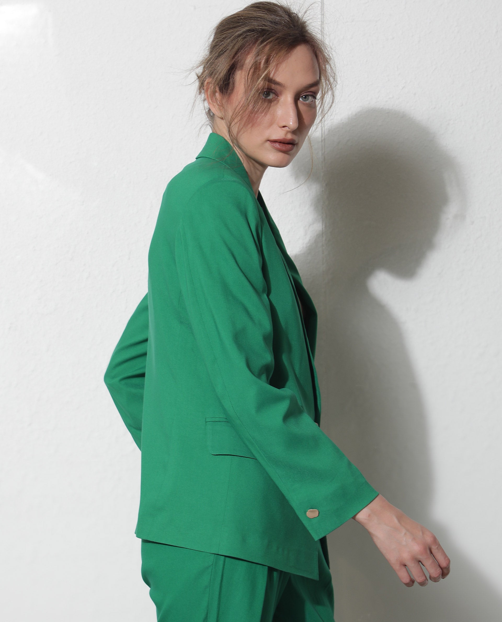 Rareism Women's Ziva Blazer Polyester Lapel Neck Plain Tailored Blazer