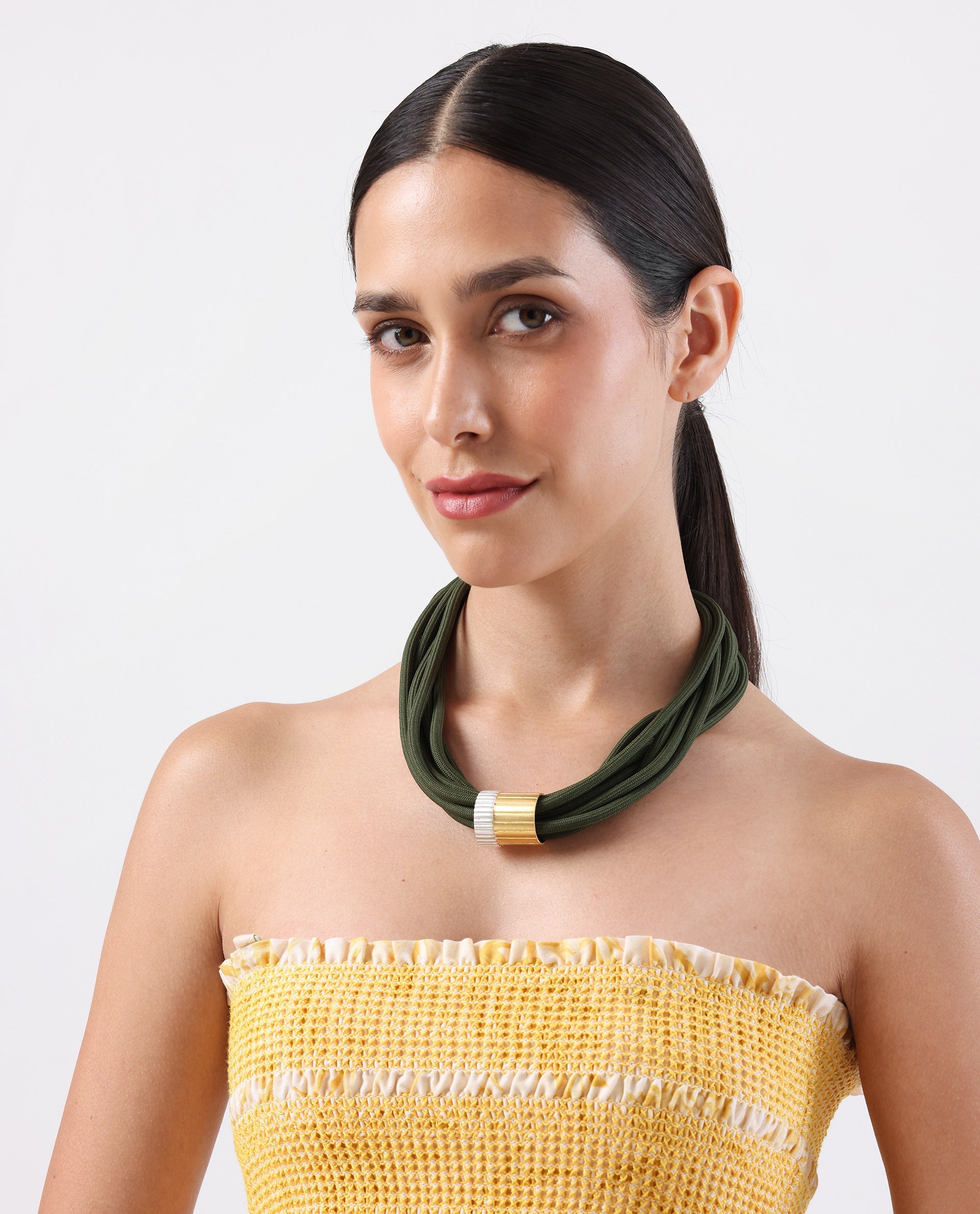 Rareism Women Impression Green Necklace