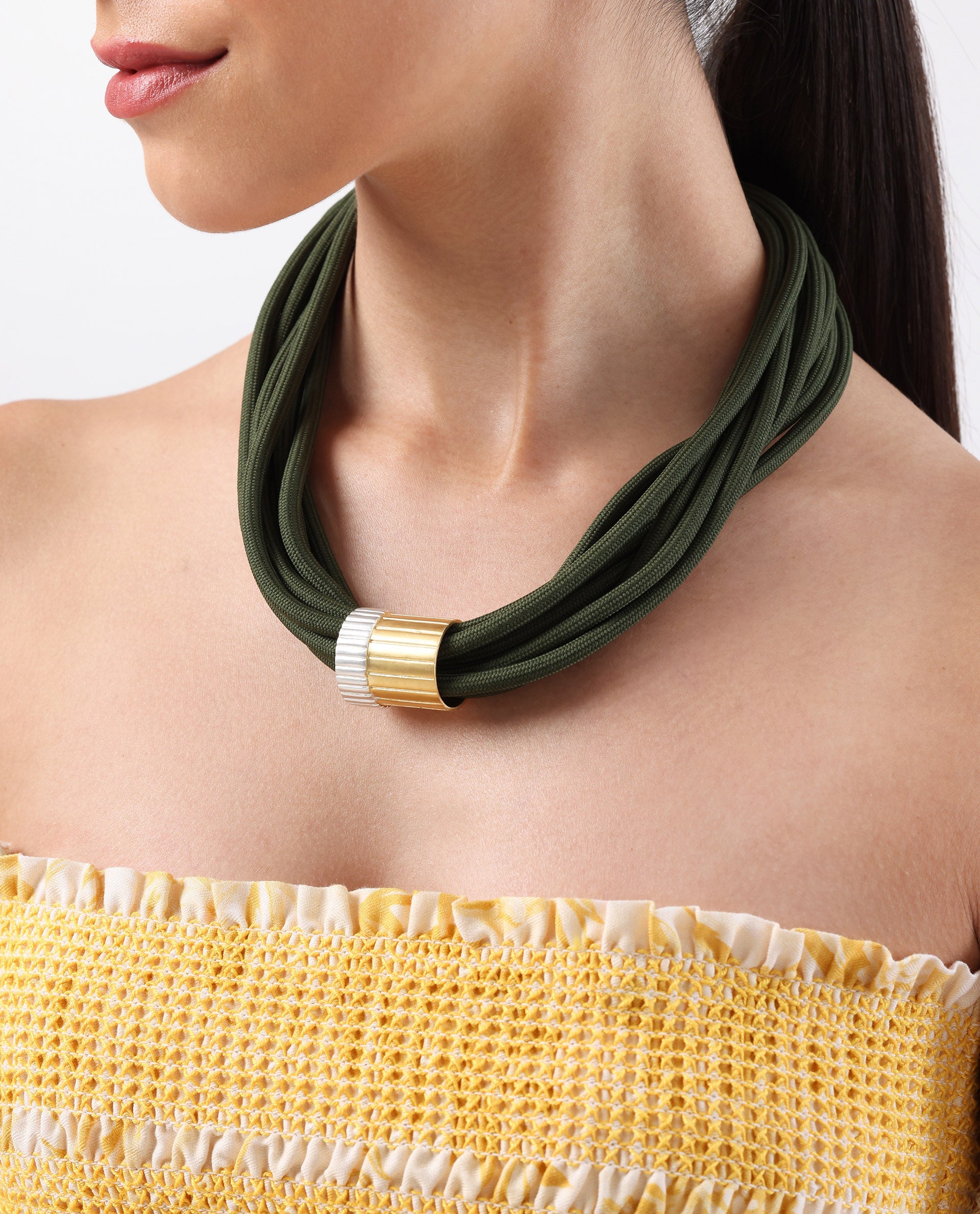 Rareism Women Impression Green Necklace