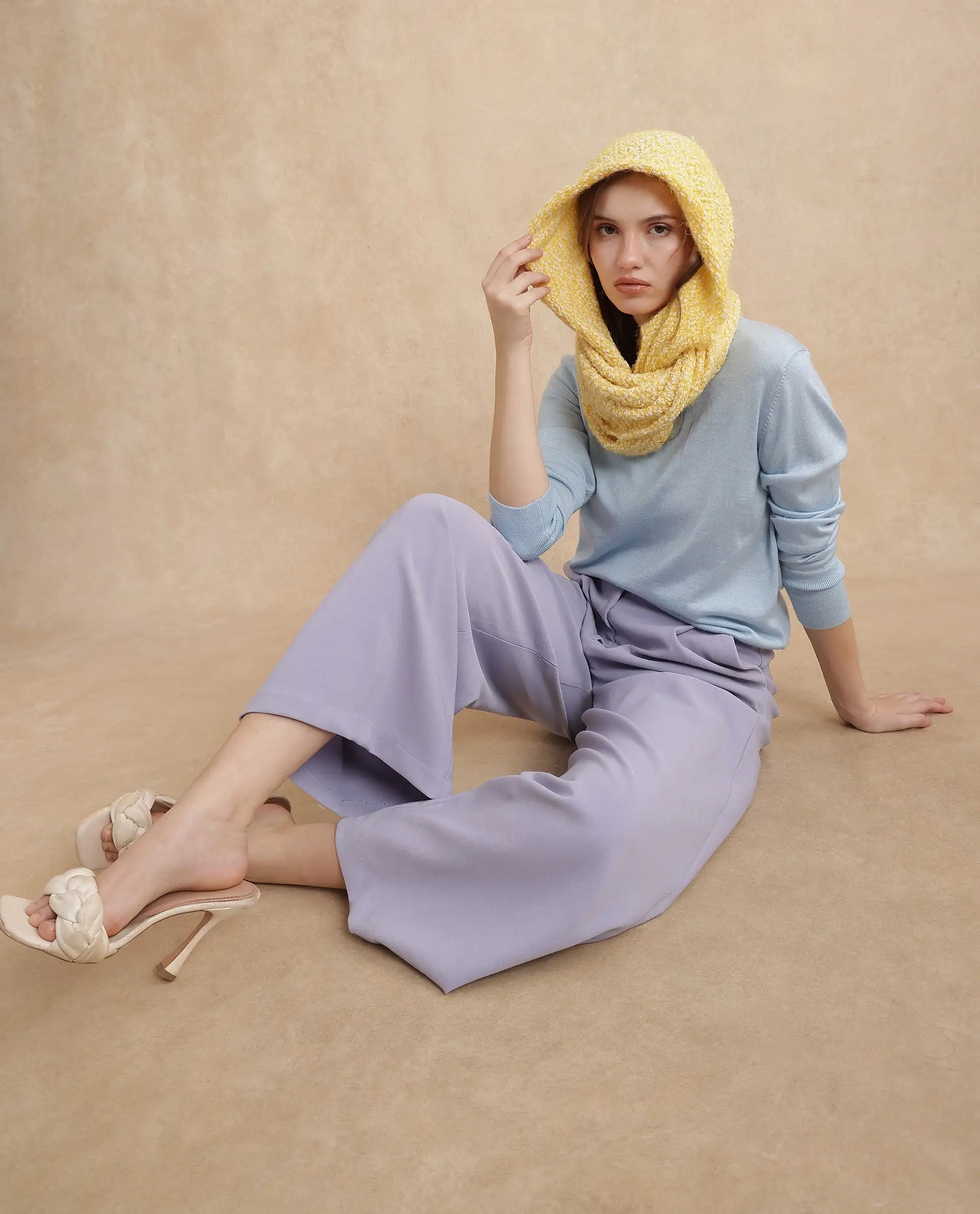 Rareism Women Infinn Yellow Plain Muffler