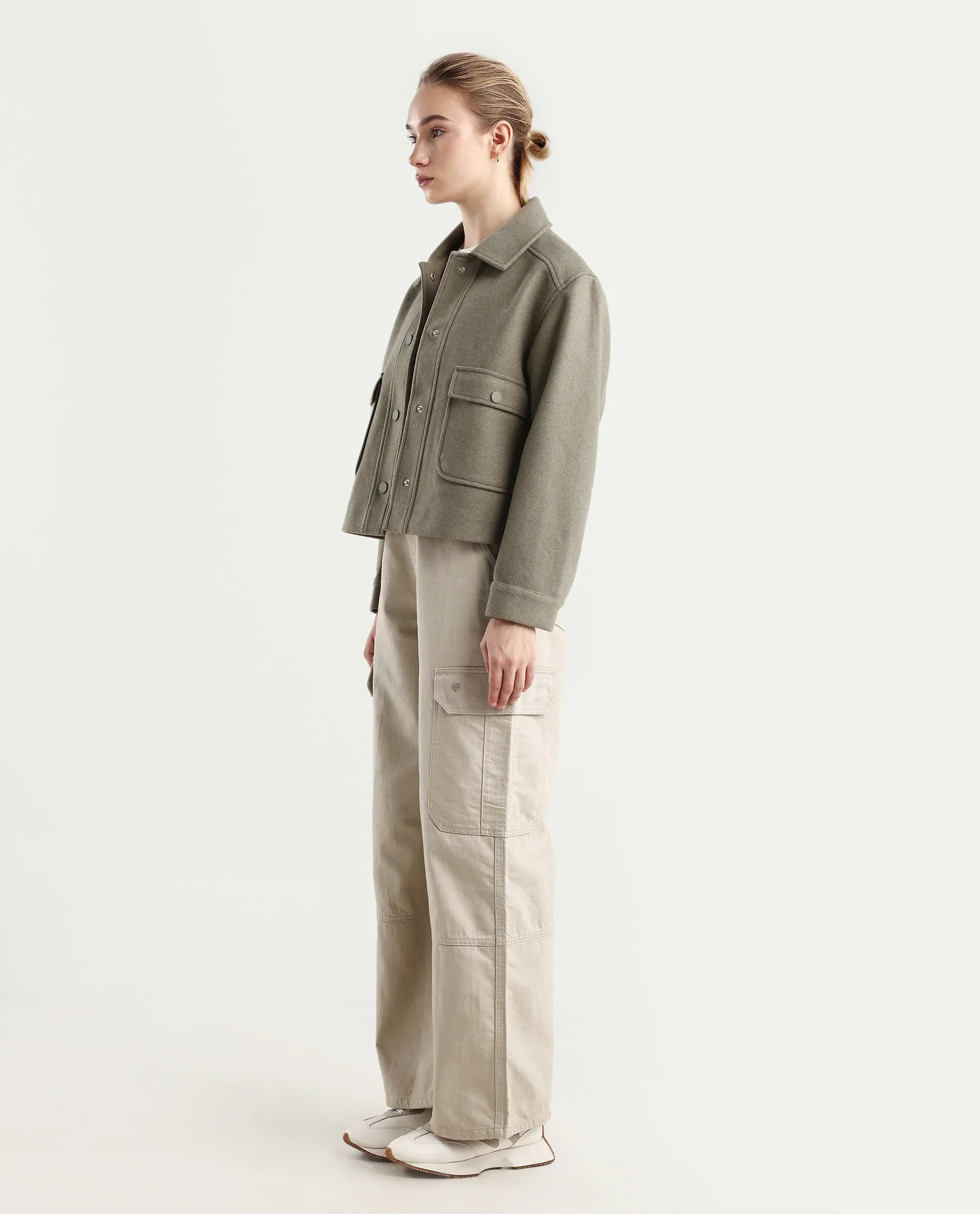 Rareism Women's Itsiz Off Beige Cotton Plain Ankle Length Wide Trouser
