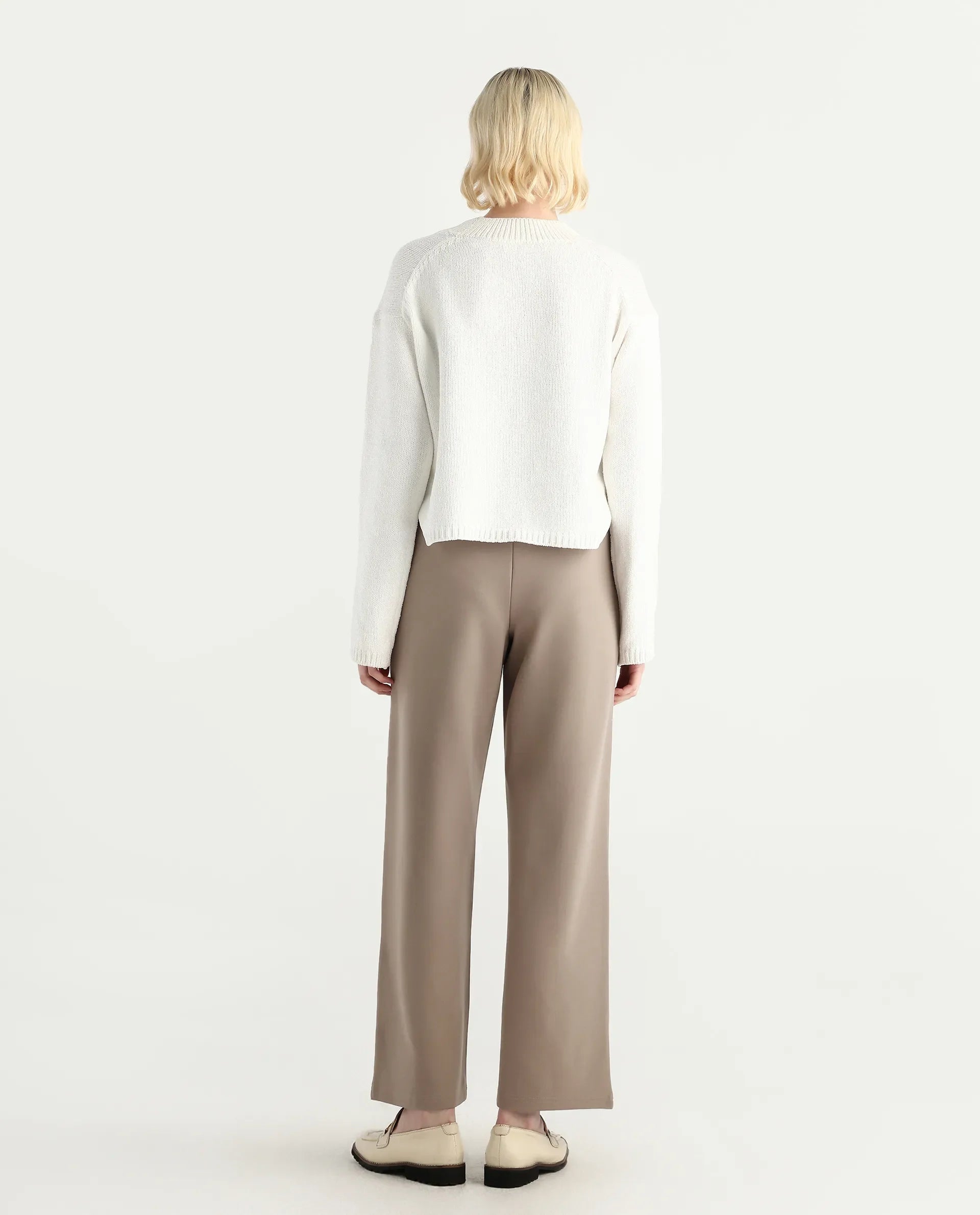 Rareism Women's Jancura-R Beige Viscose Blend Fabric Straight Plain Trouser